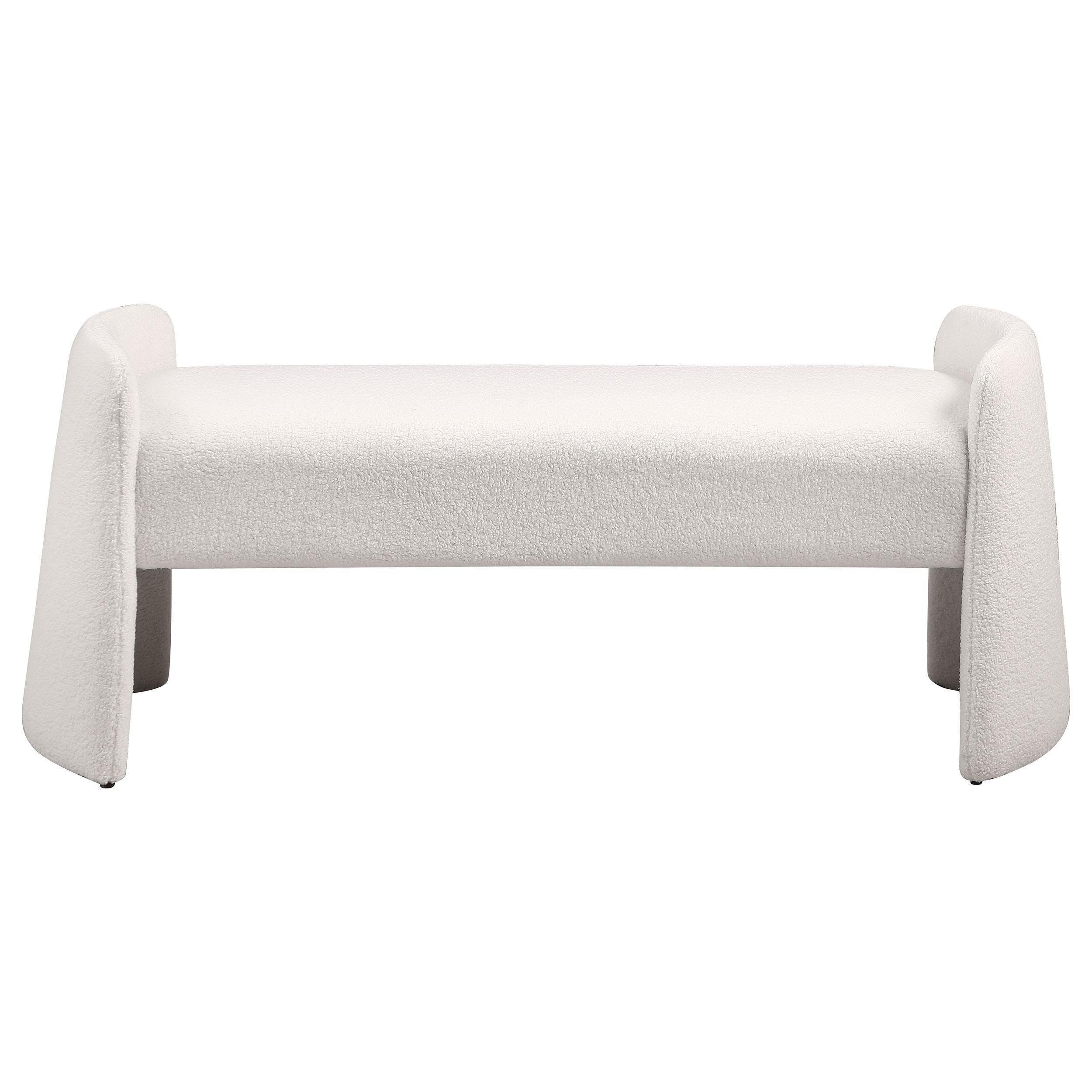 Peoria Velvet Upholstered Accent Bench Ivory - Image 3