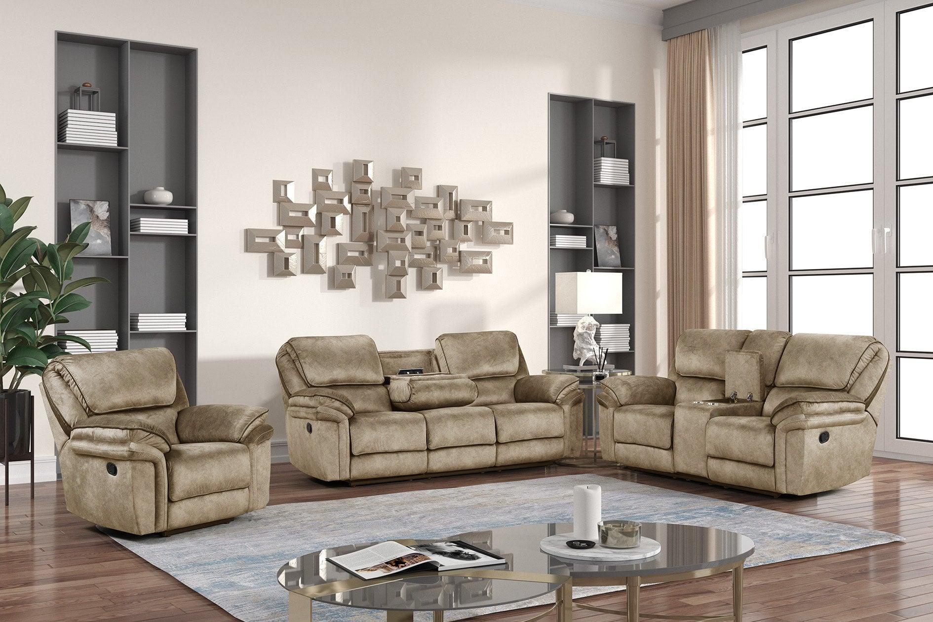 Perry Brown Oversized 3-Piece Reclining Set - Image 1