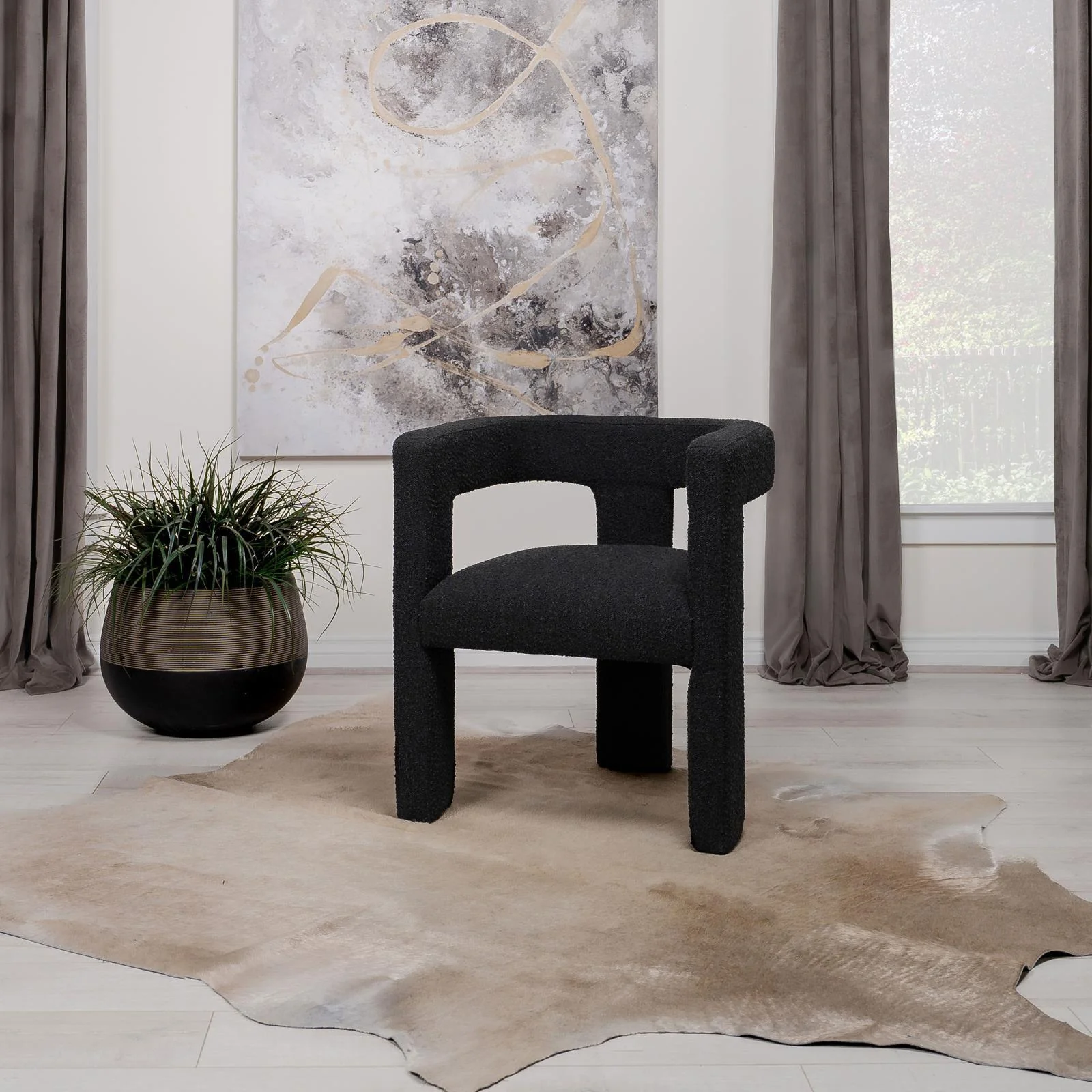 Petra Boucle Upholstered Accent Side Chair Black - Image 2