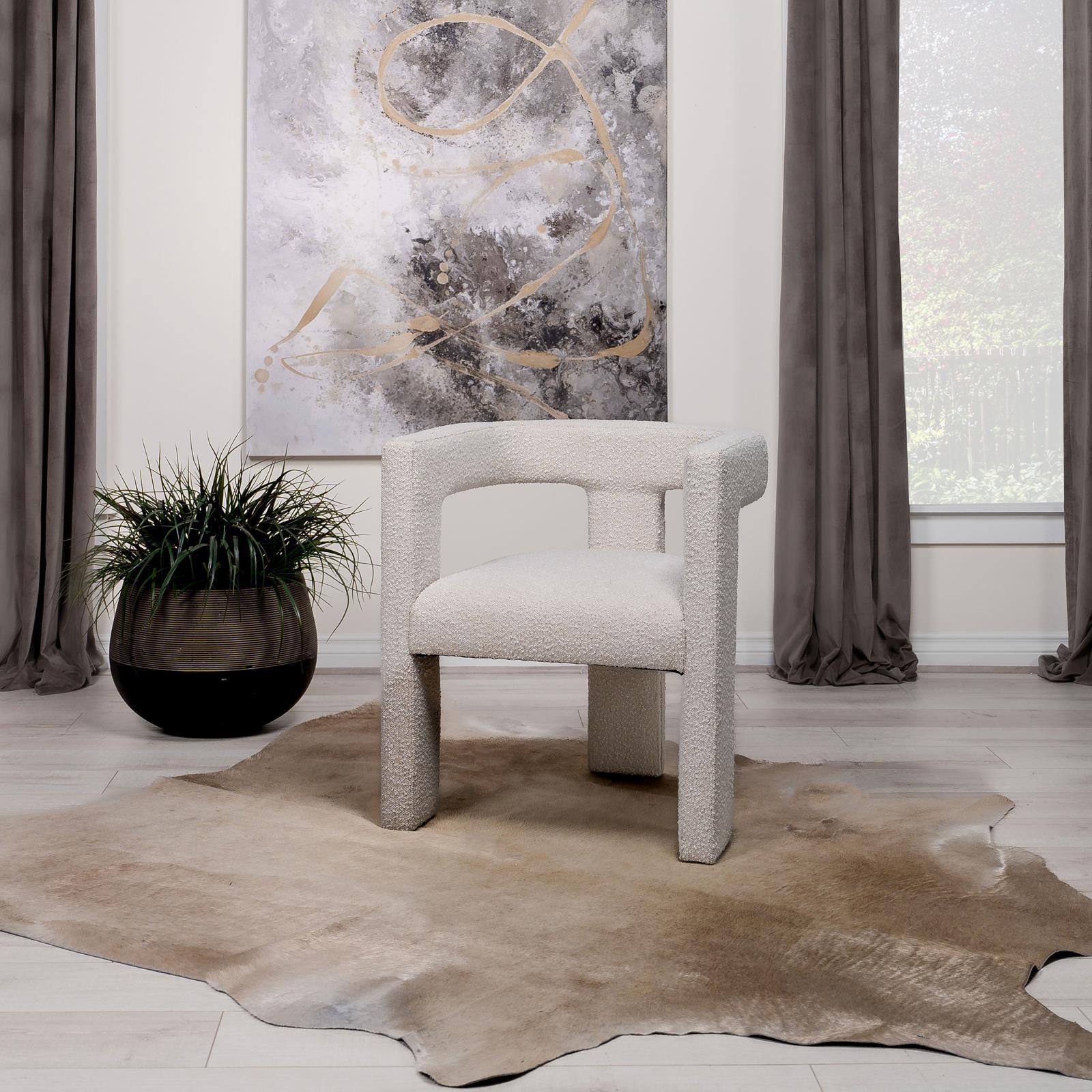 Petra Boucle Upholstered Accent Side Chair White - Image 2