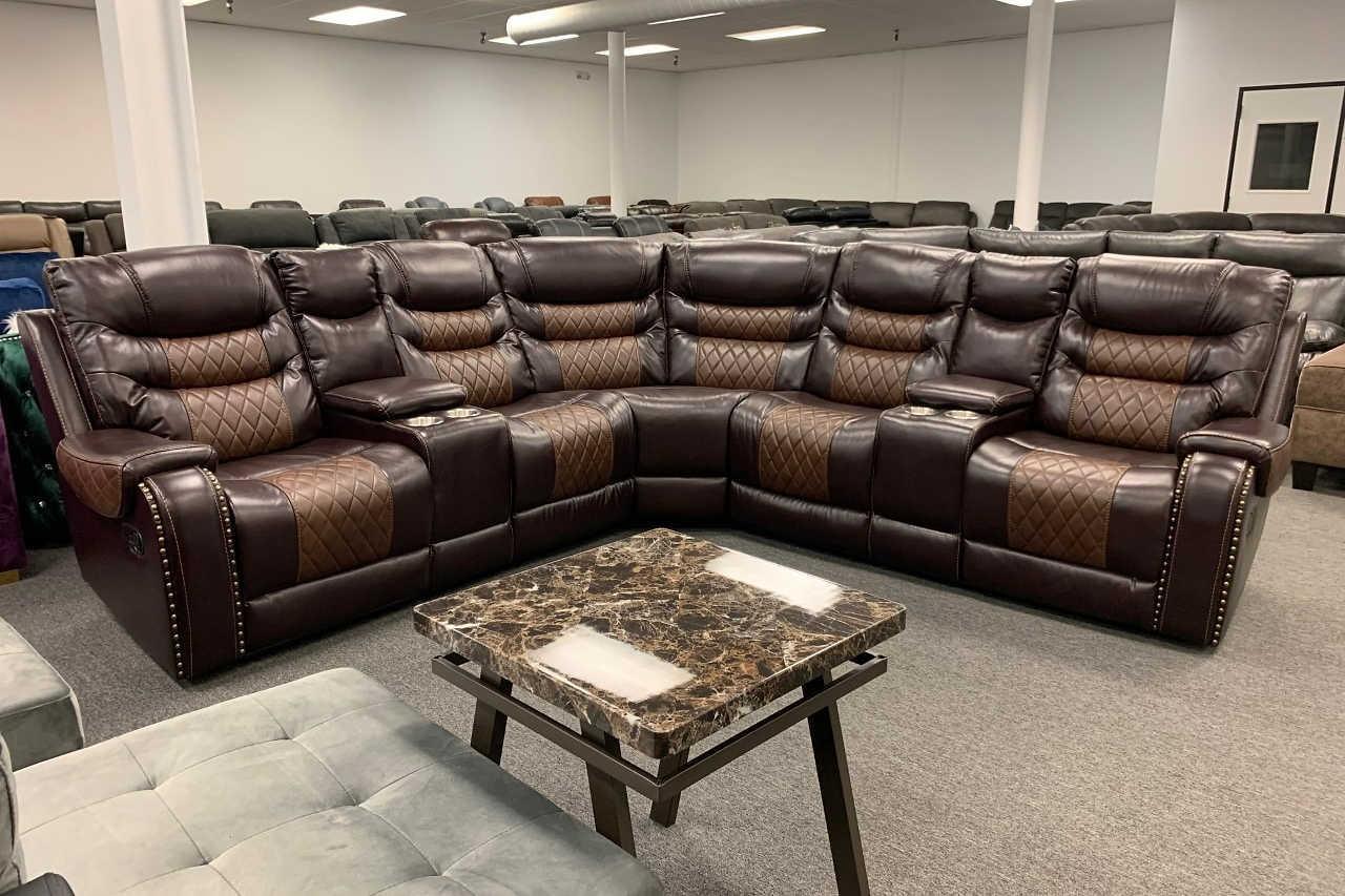 Phoenix Brown Faux Leather Storage Reclining Sectional - Image 2