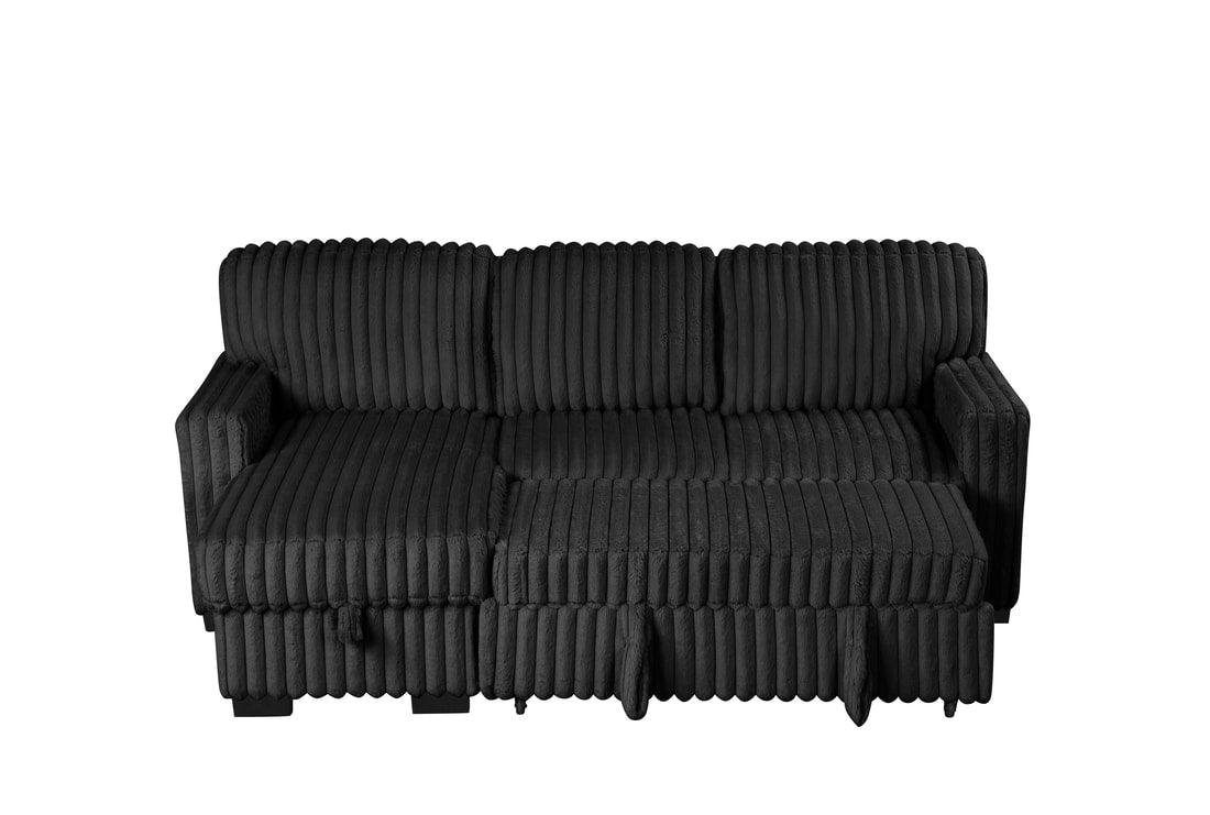 Poland Black Reversible Sectional w Pull-Out Bed - Image 2