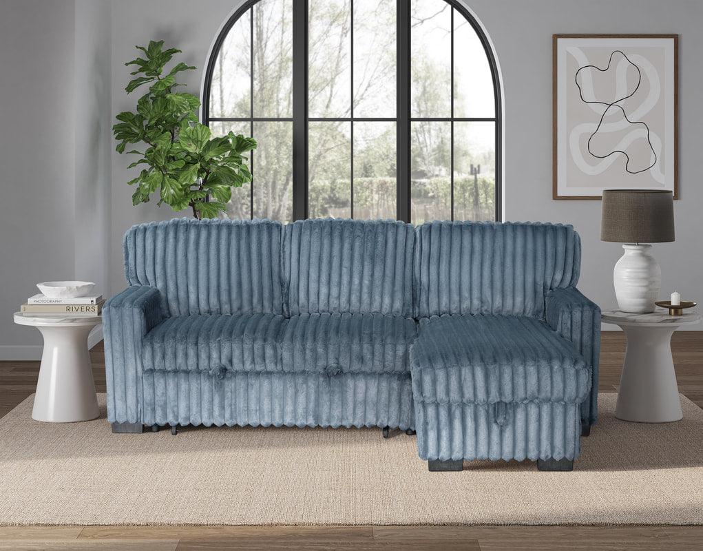 Poland Charcoal Reversible Sectional w Pull-Out Bed - Image 1