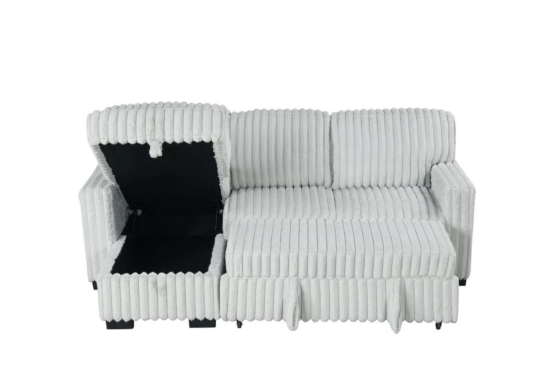 Poland Gray Reversible Sectional w Pull-Out Bed
