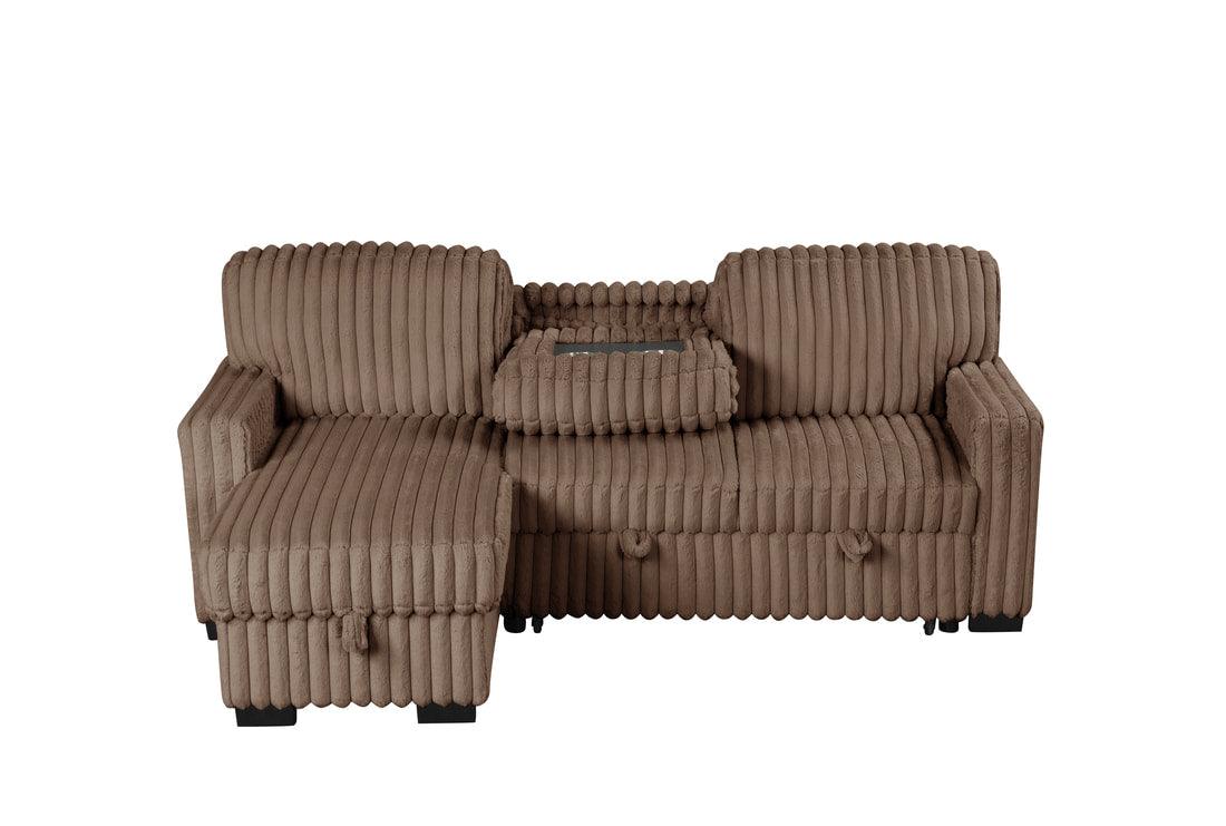 Poland Mocha Reversible Sectional w Pull-Out Bed - Image 2