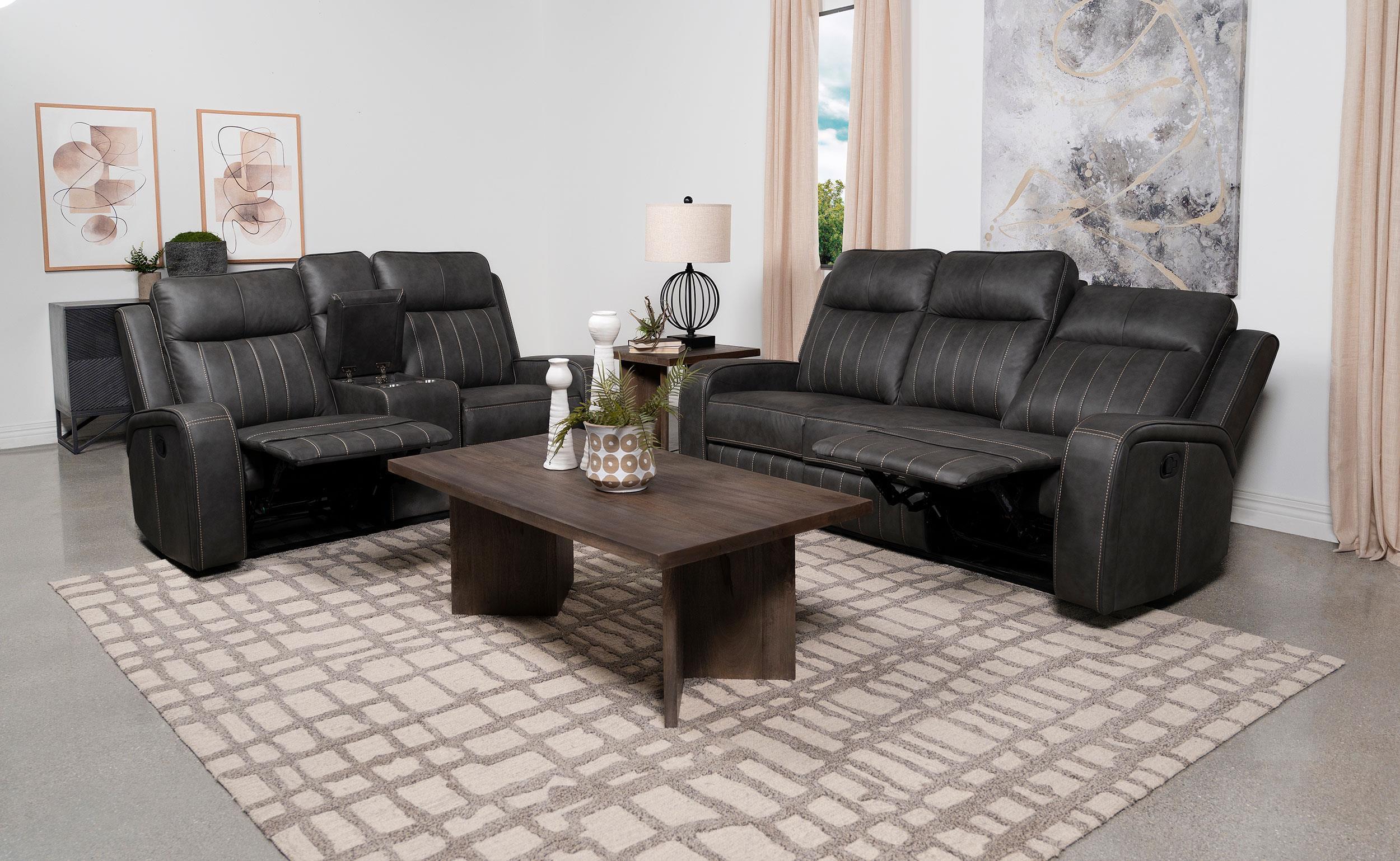 Raelynn 2-Piece Upholstered Reclining Sofa Set Grey - Image 2