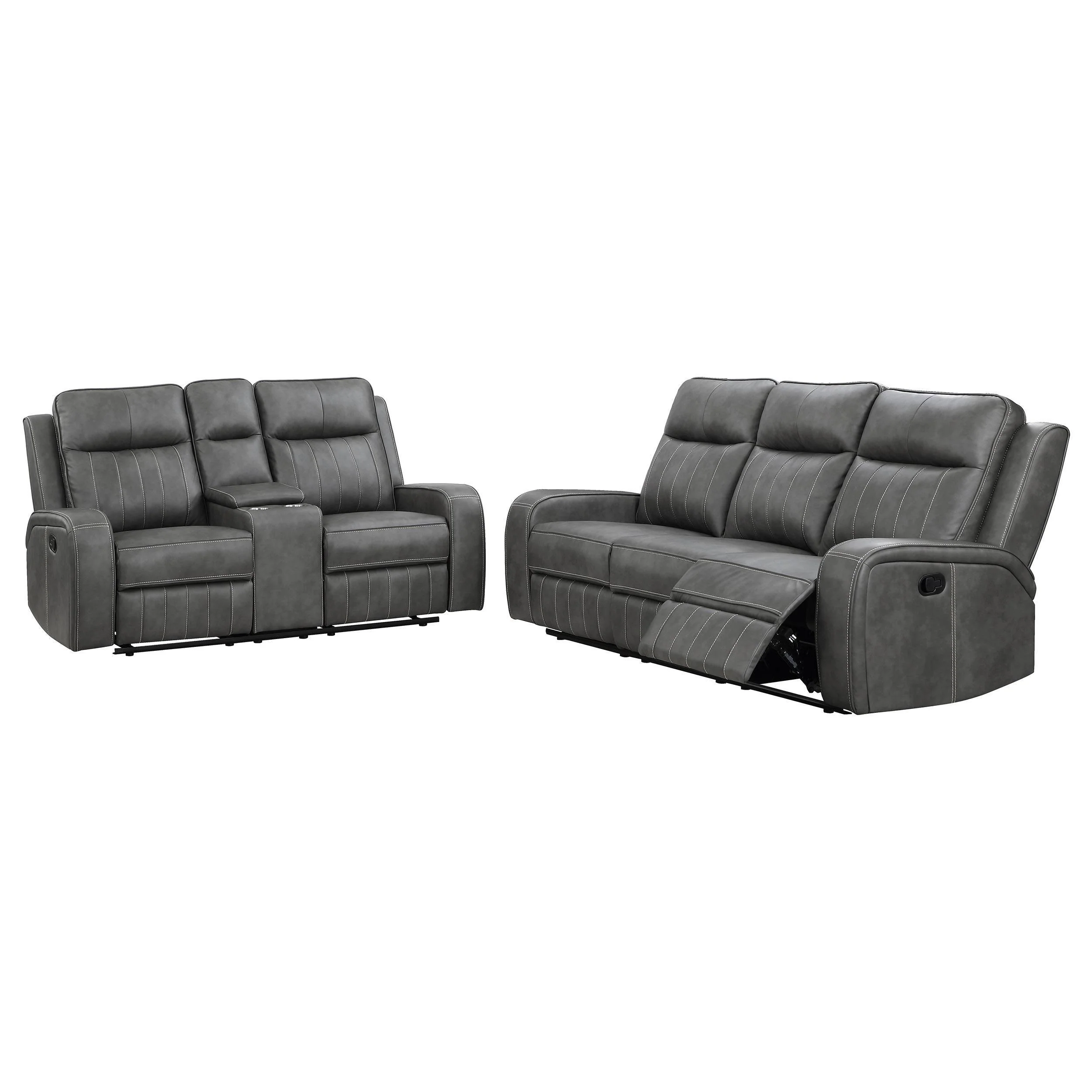 Raelynn 2-Piece Upholstered Reclining Sofa Set Grey - Image 3