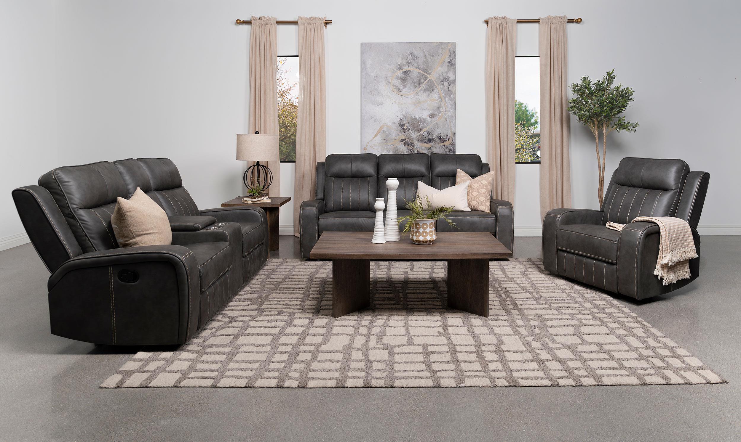 Raelynn 3-Piece Upholstered Reclining Sofa Set Grey - Image 2