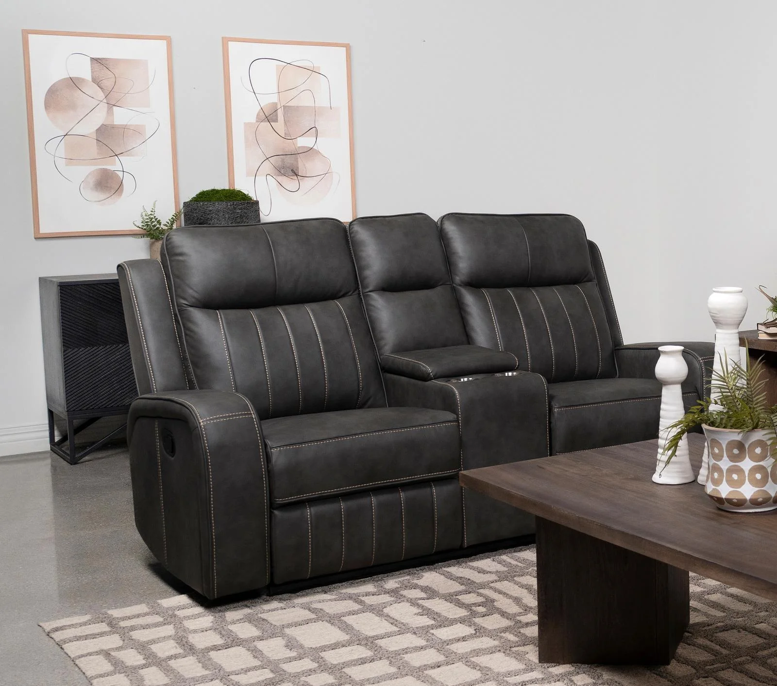 Raelynn Upholstered Motion Reclining Loveseat Grey - Image 1