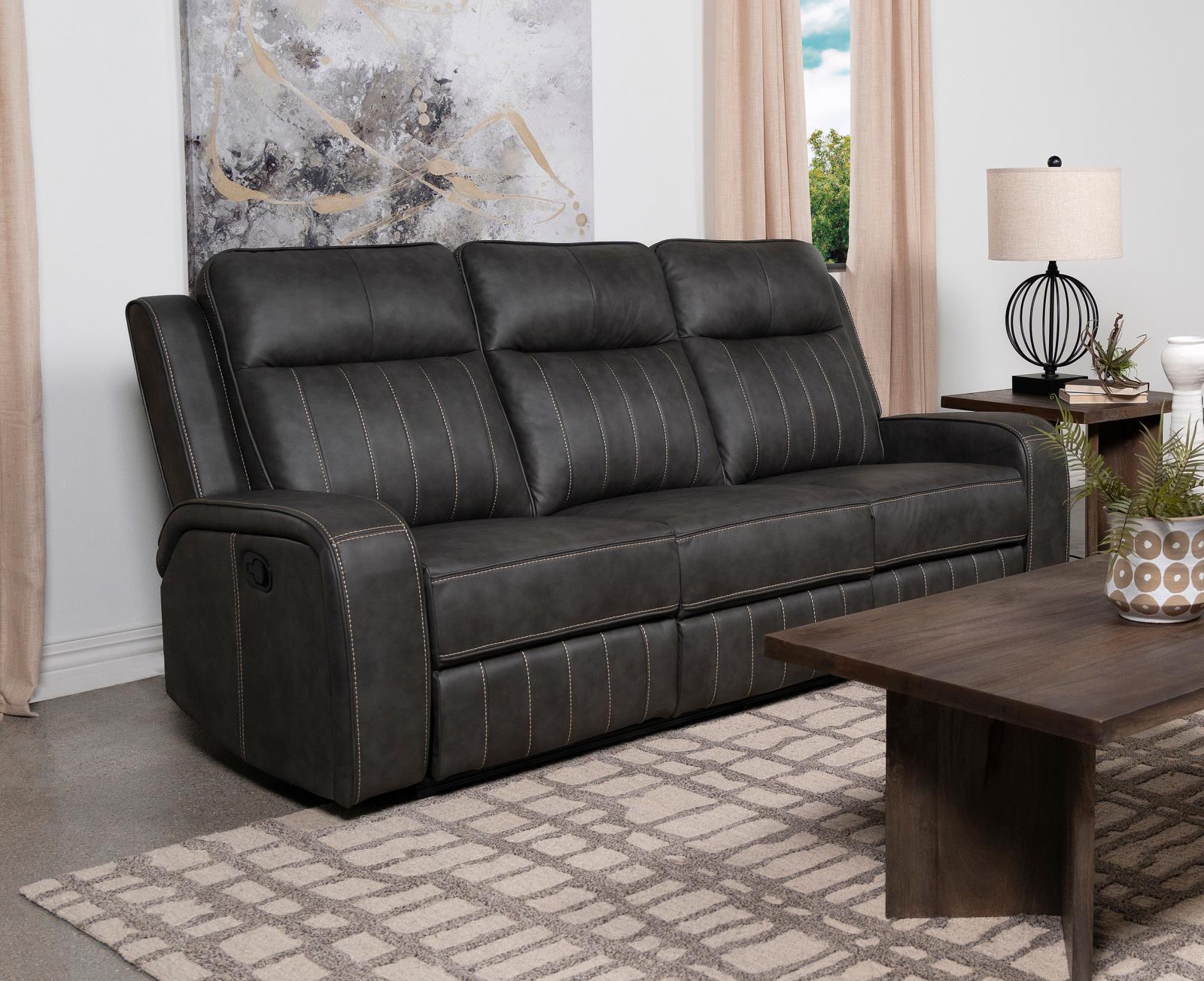 Raelynn Upholstered Motion Reclining Sofa Grey - Image 1