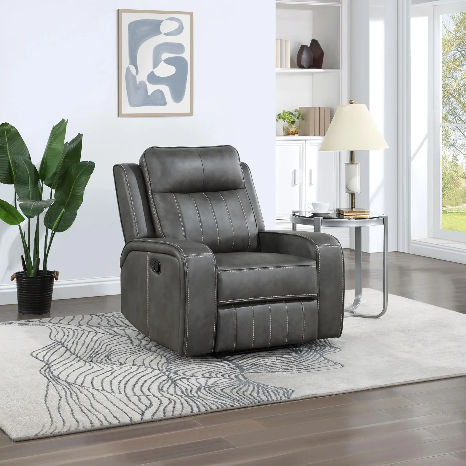 Raelynn Upholstered Recliner Chair Grey - Image 1