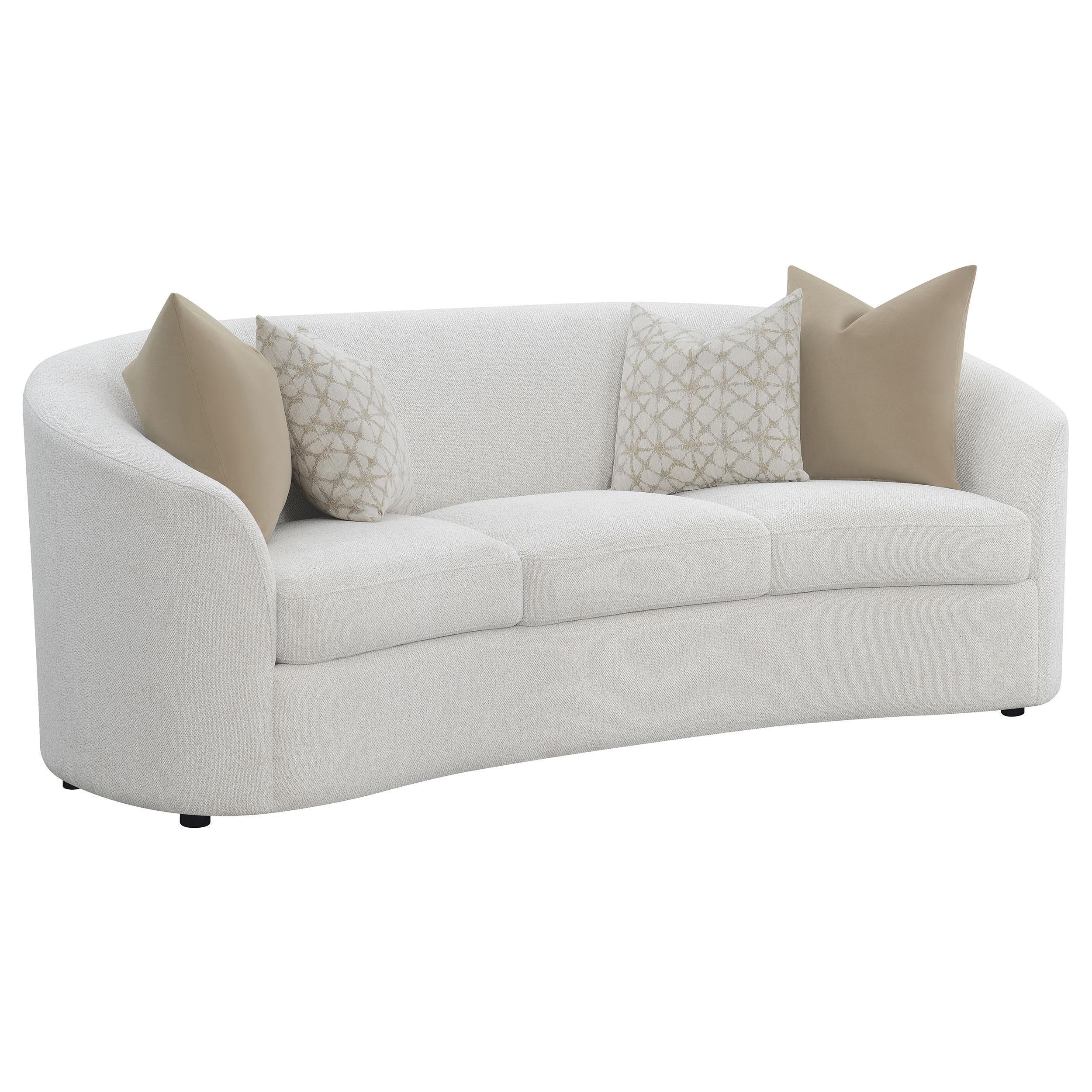 Rainn 3-Piece Boucle Upholstered Sloped Arm Sofa Set Latte - Image 2
