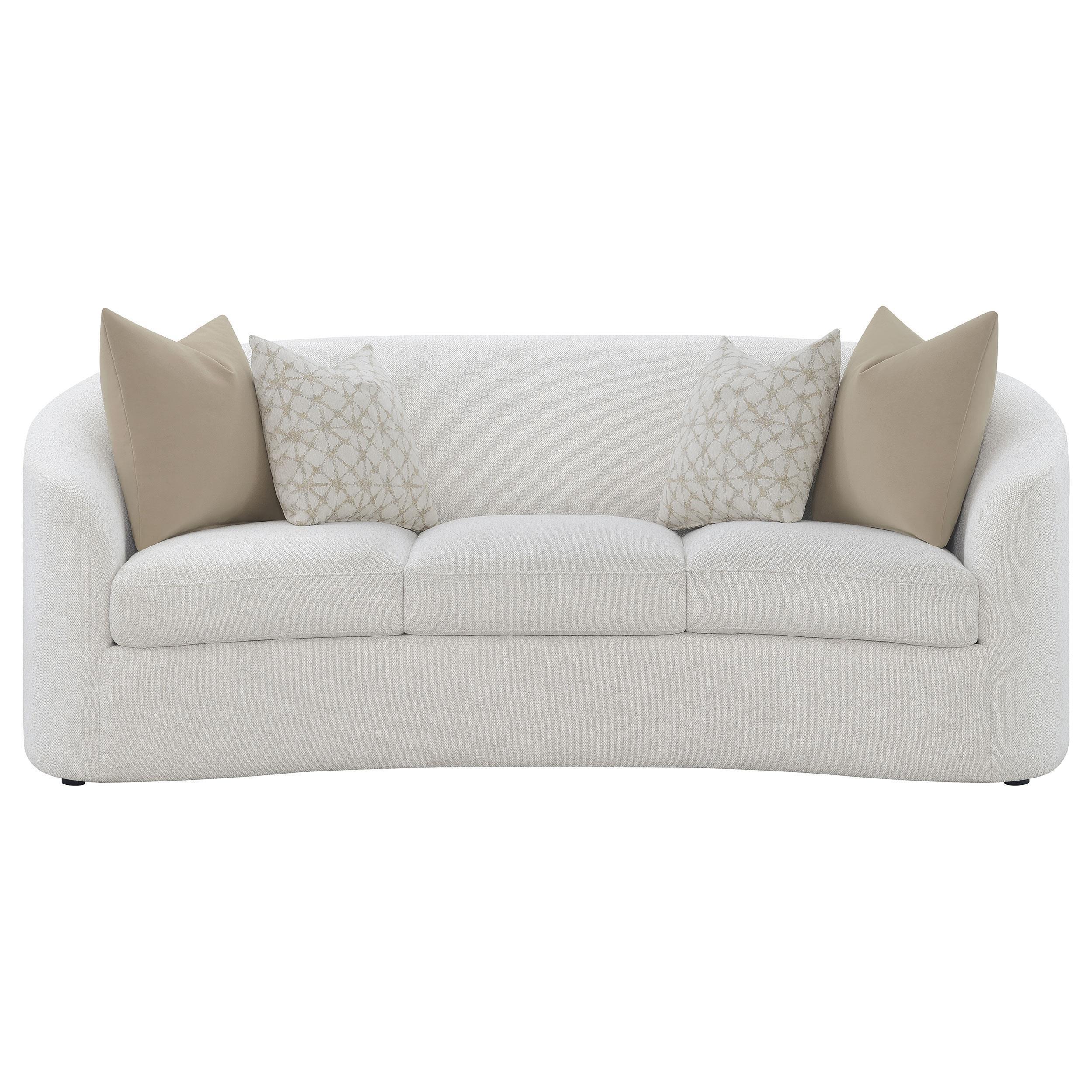 Rainn 3-Piece Boucle Upholstered Sloped Arm Sofa Set Latte - Image 3