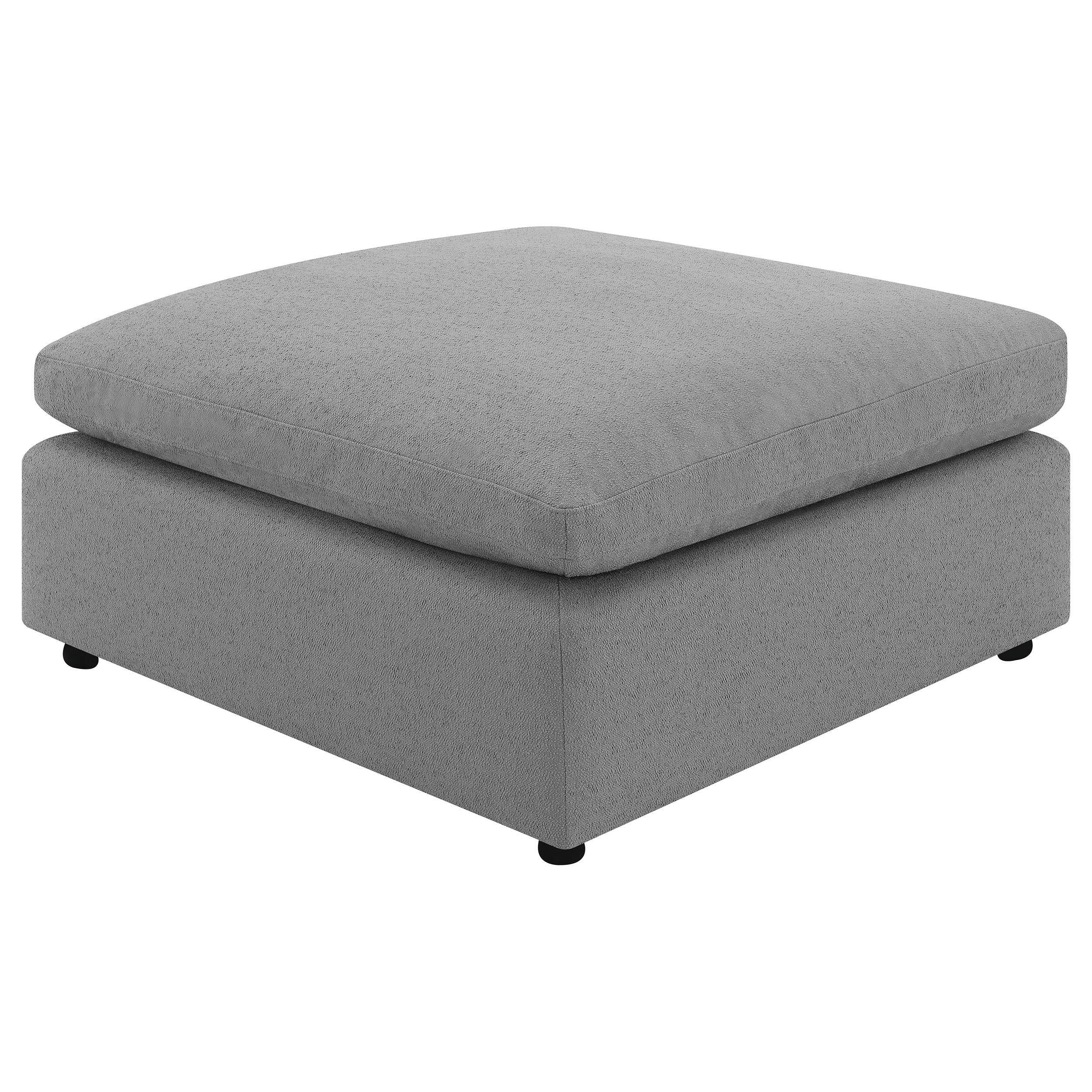 Raleigh Boucle Upholstered Ottoman Grey - Image 3