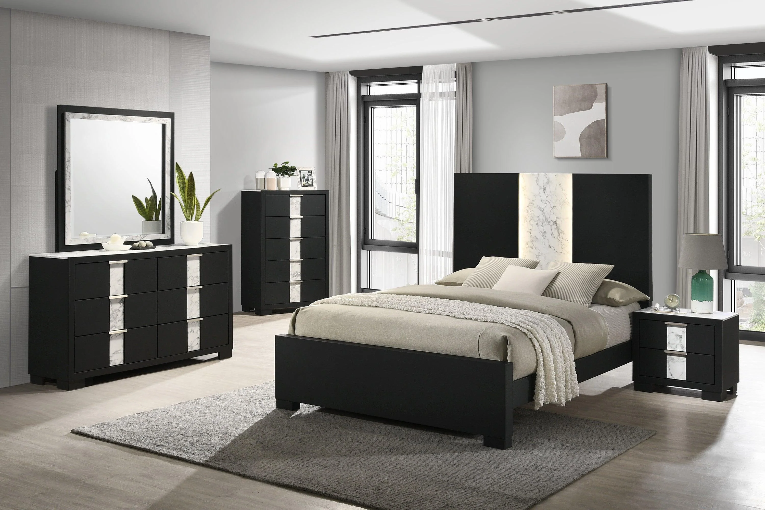 Rangley Black LED Panel King Bed - Image 2