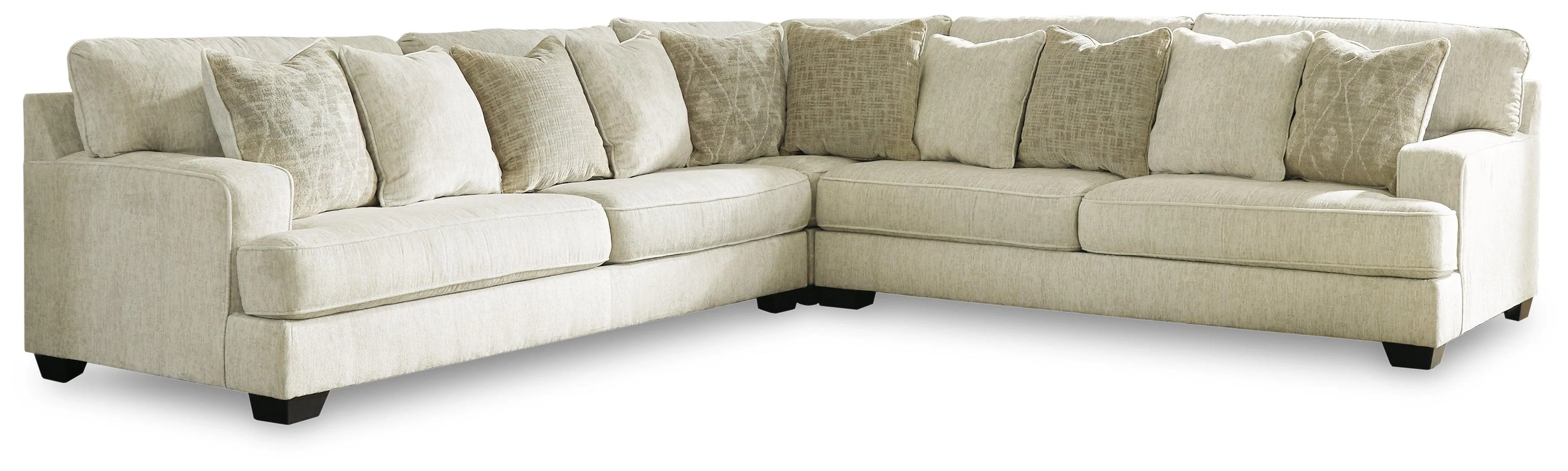 Rawcliffe Parchment 3-Piece Sectional With Ottoman - Image 2