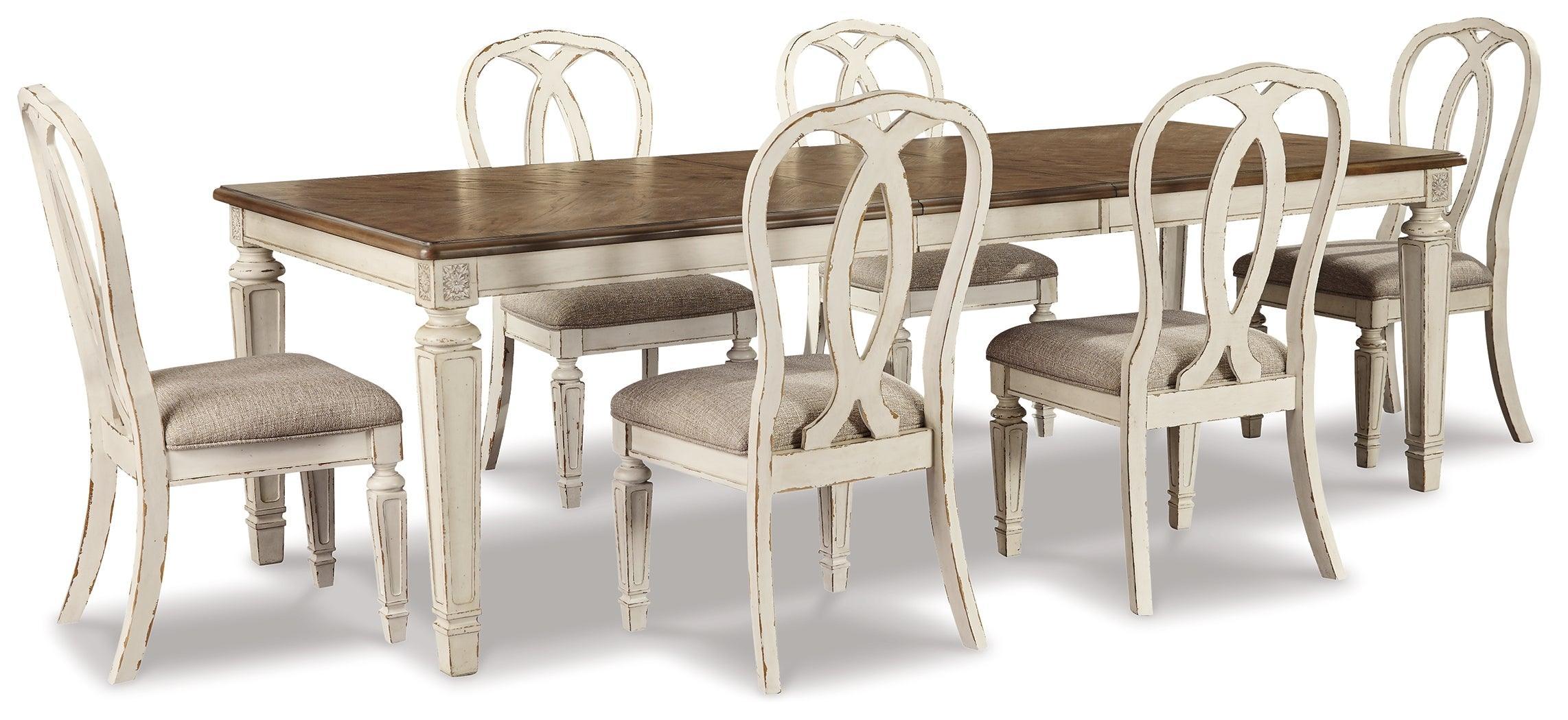 Realyn Chipped White Rectangular Dining Room Set - Image 2