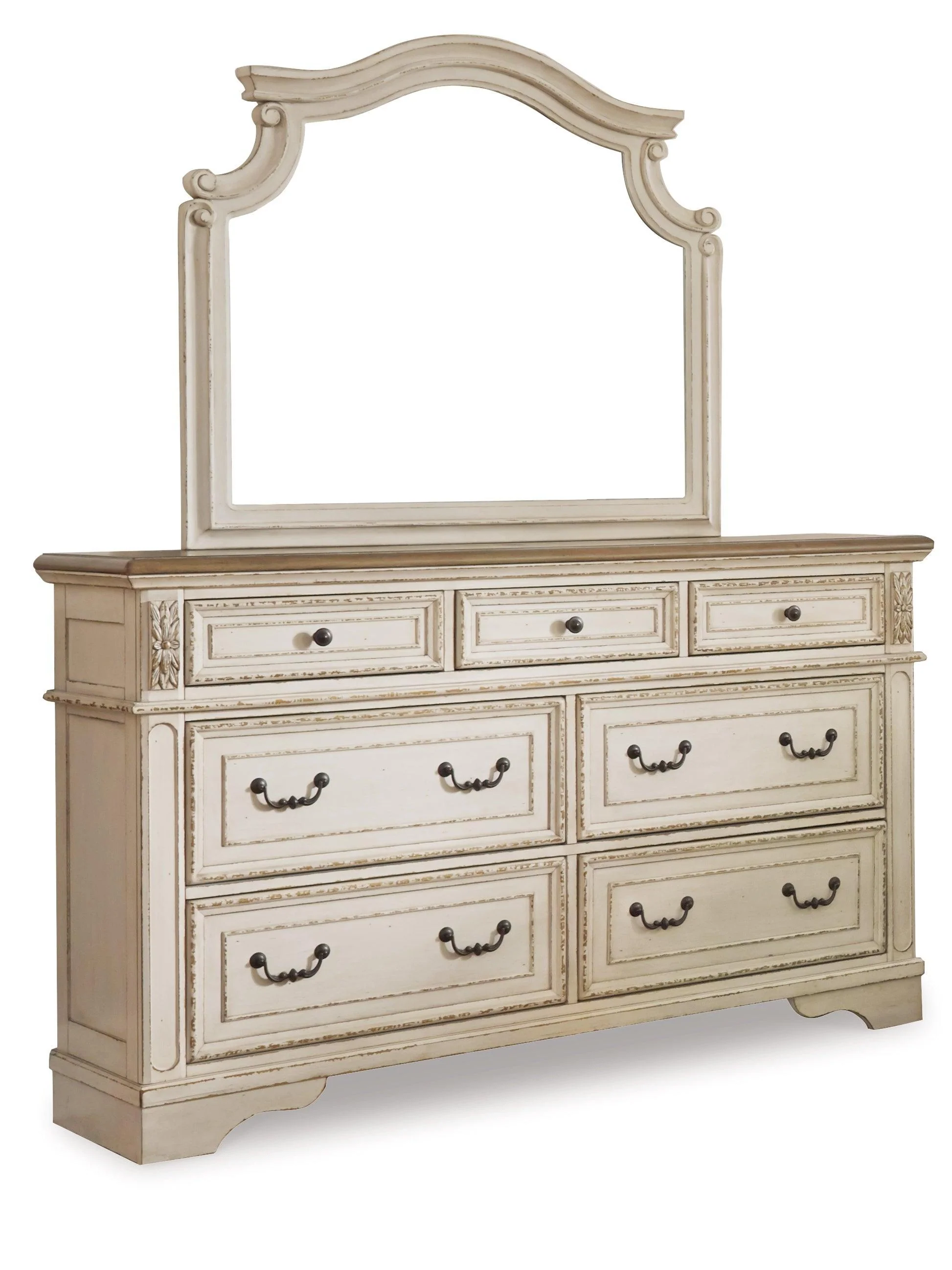 Realyn Chipped White Upholstered Sleigh Bedroom Set - Image 3
