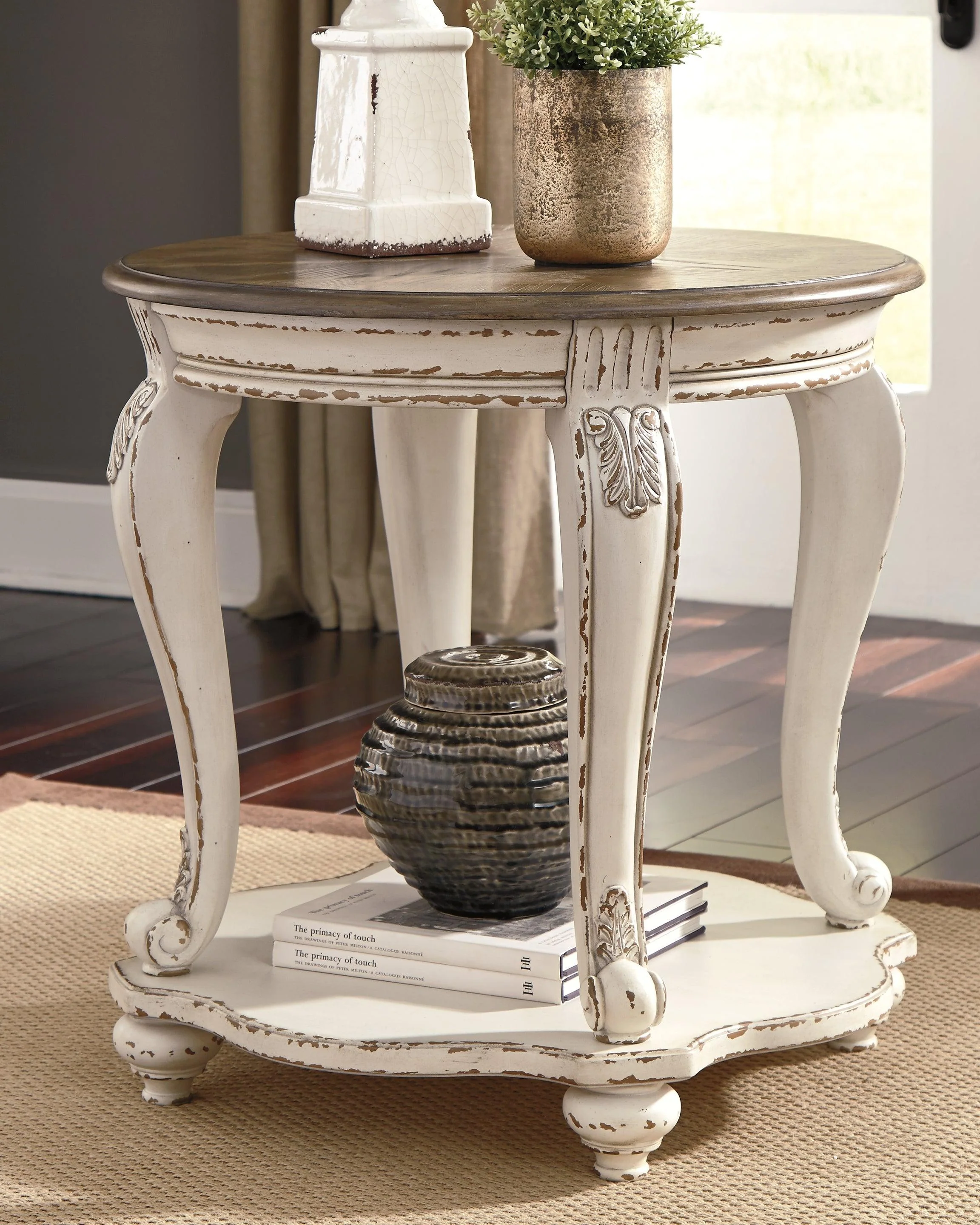 Realyn White Brown Coffee Table With 1 End - Image 2
