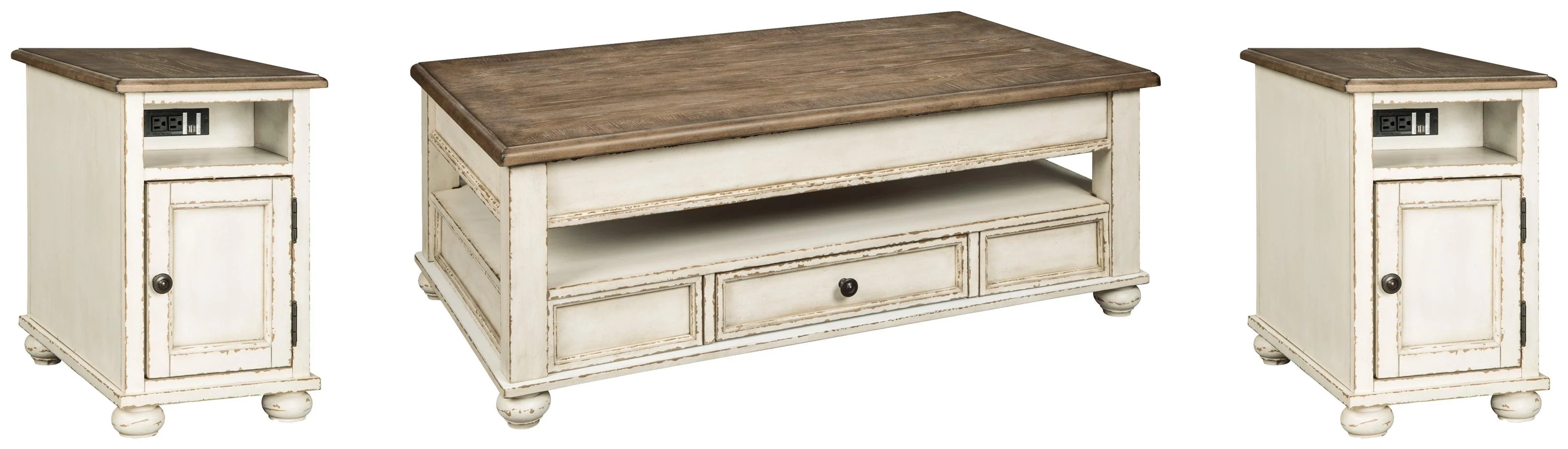 Realyn White Brown Coffee Table With 2 End Tables - Image 2