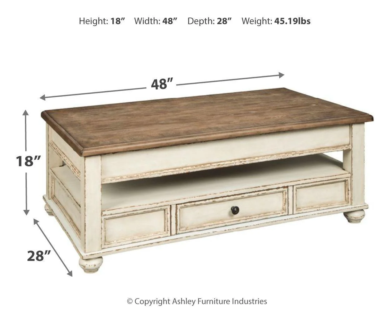 Realyn White Brown Coffee Table With 2 End Tables - Image 3