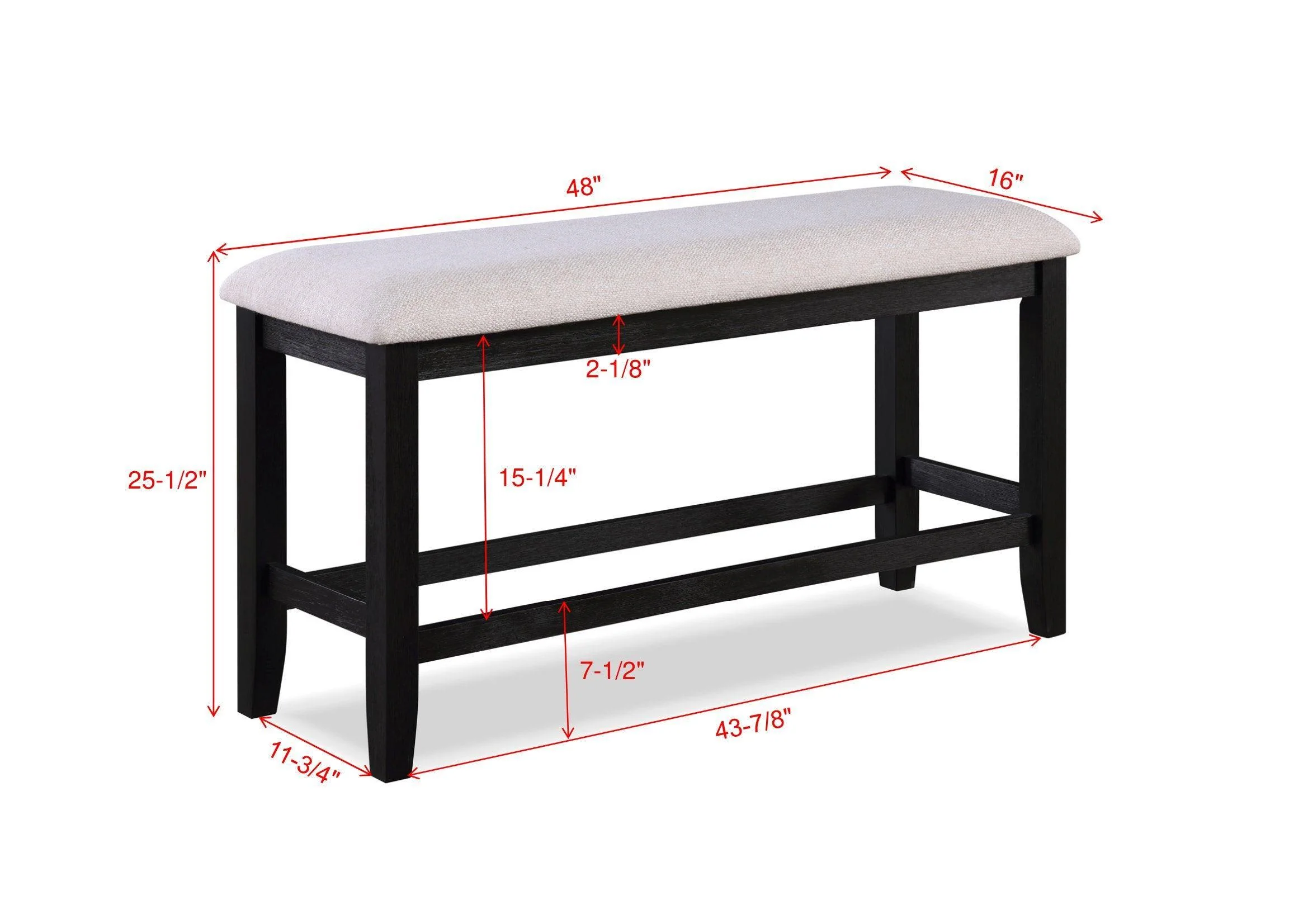 Regent Charcoal White Fabric Upholstered Counter Height Set - Image 3