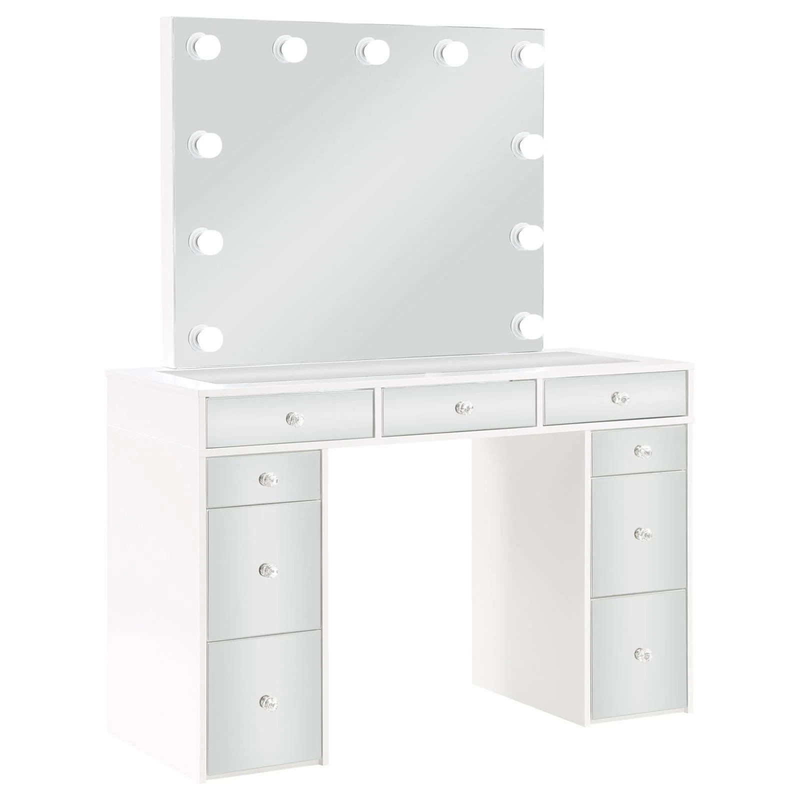 Regina 3-Piece Makeup Vanity Table Set Hollywood Lighting White Mirror - Image 3