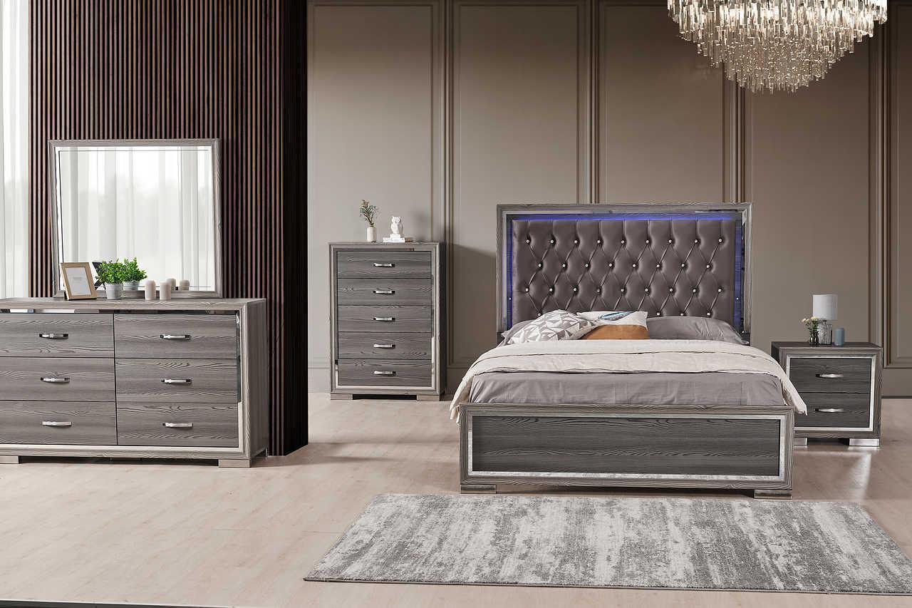 Rino Gray Upholstered Tufted King Bed - Image 2