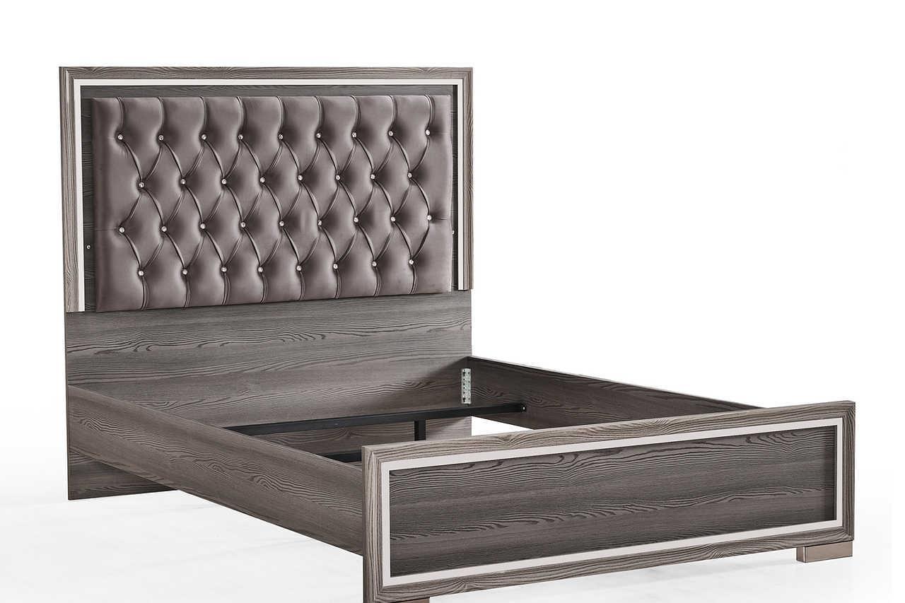 Rino Gray Upholstered Tufted King Bed - Image 1
