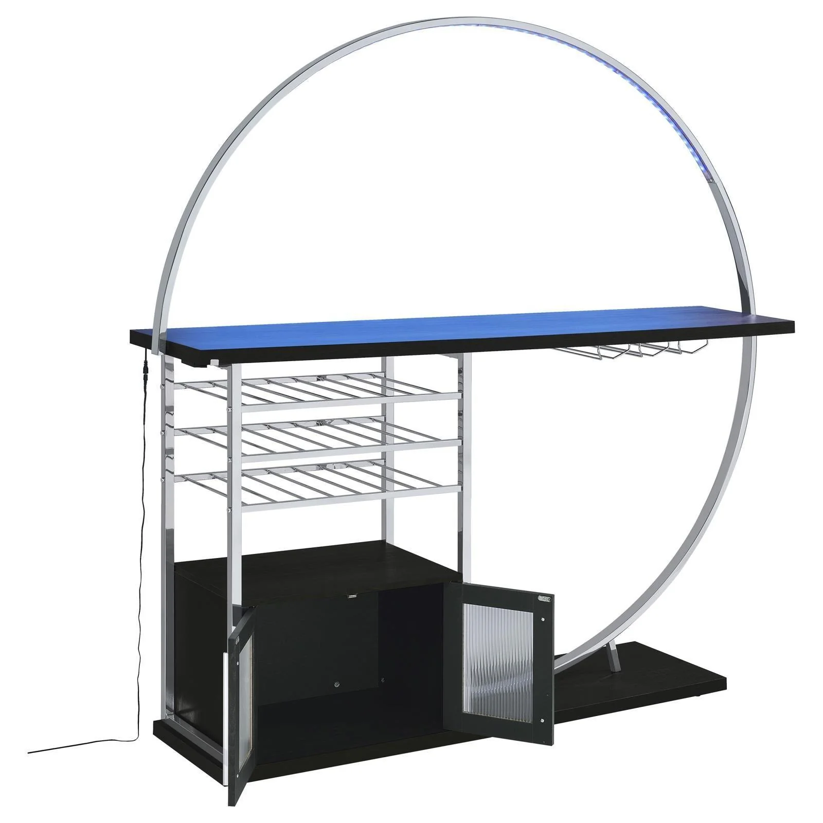 Risley 2 Door Circular LED Home Bar With Wine Storage Dark Charcoal
