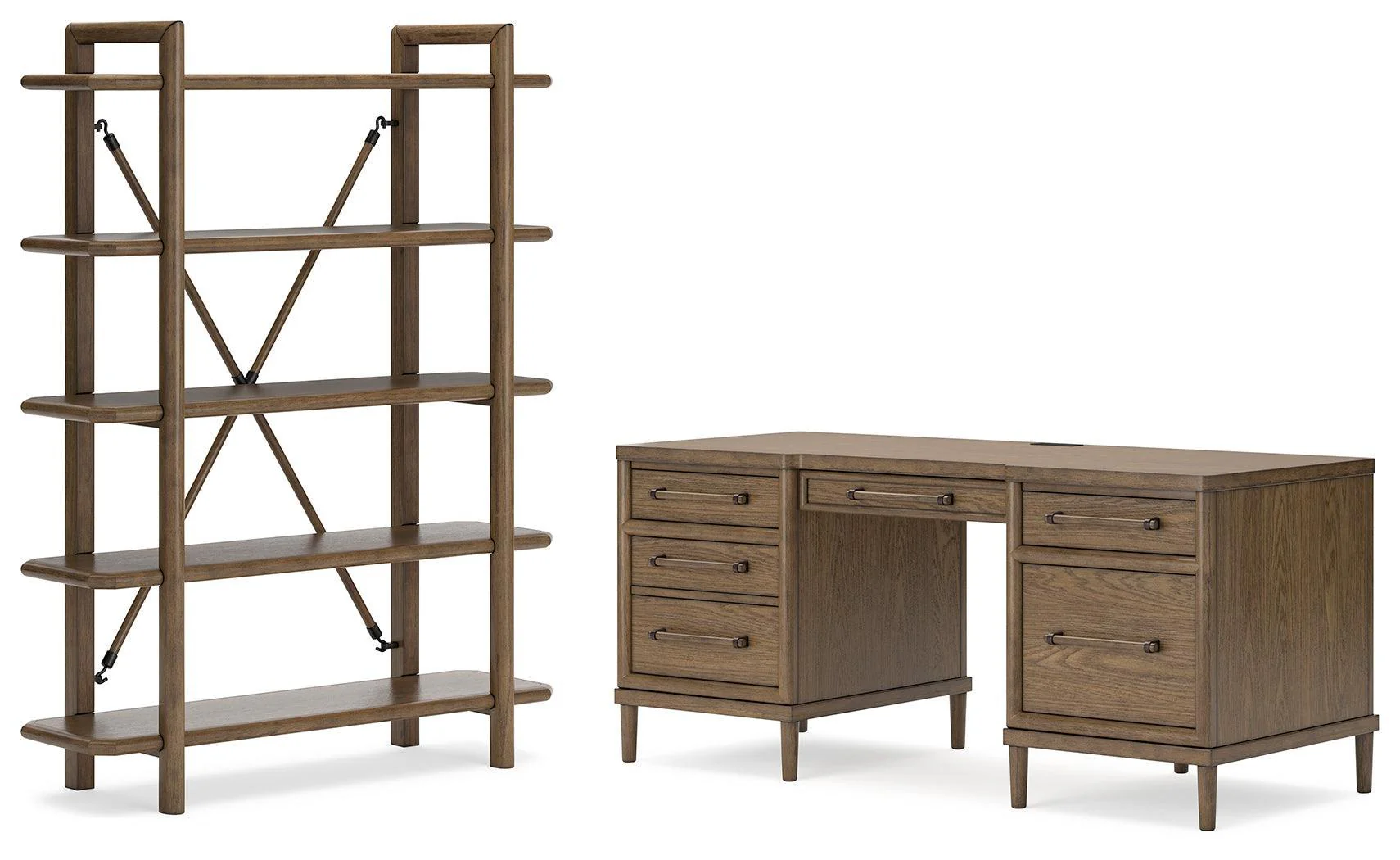 Roanhowe Brown Home Office Desk And Storage - Image 2