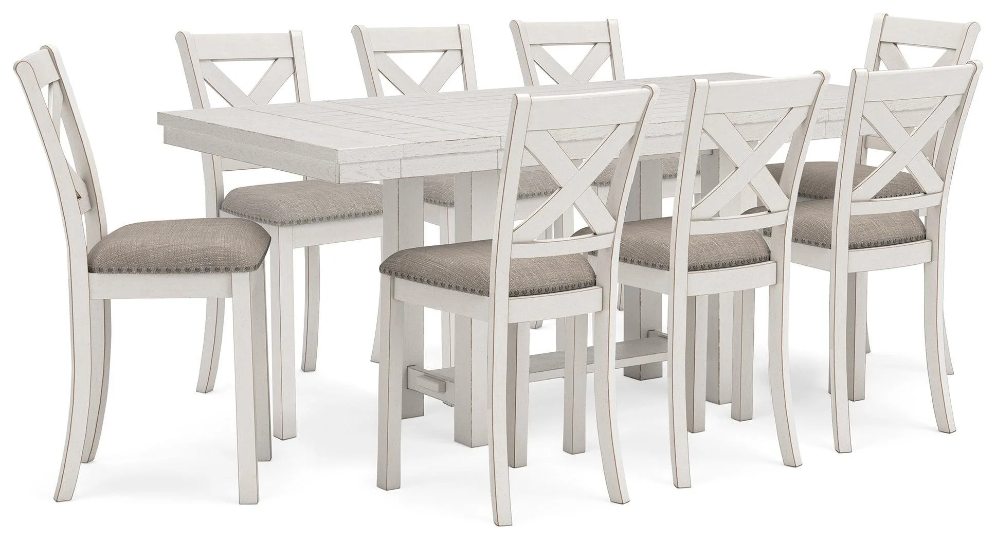 Robbinsdale Antique White Counter Height Dining Table And 8 Barstools - Image 1