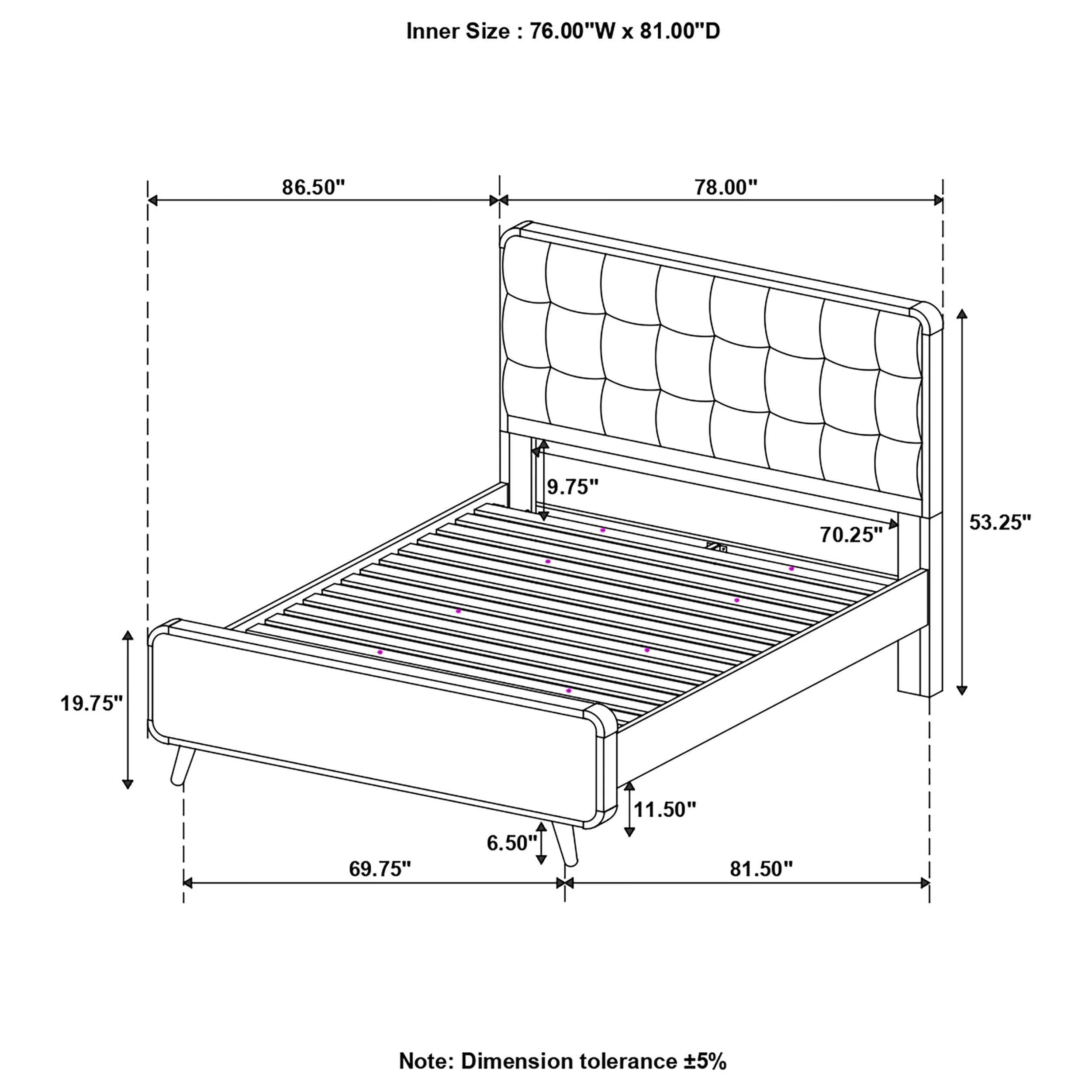 Robyn Dark Walnut Upholstered Headboard Bedroom Set - Image 3