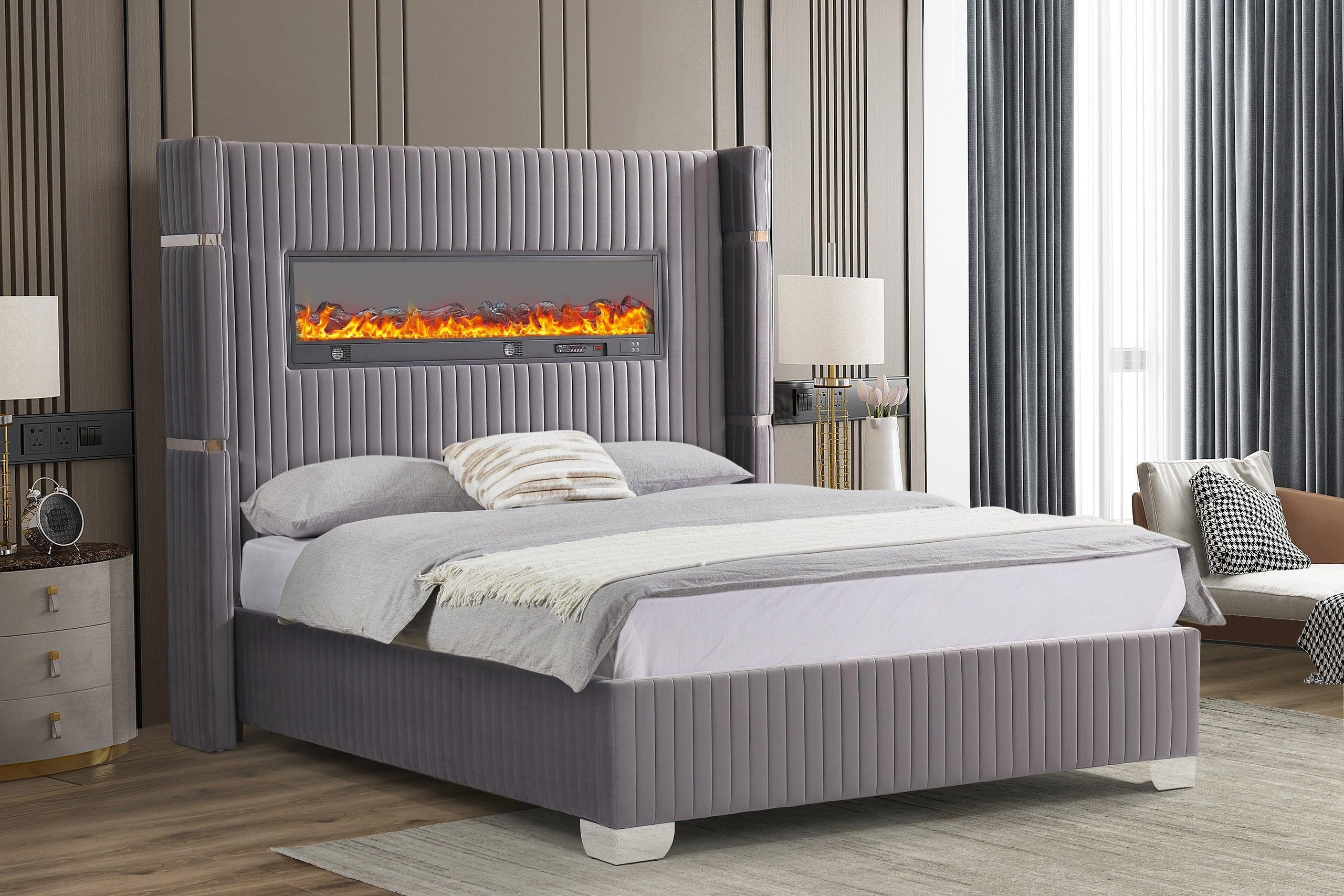 Romance Gray Platform Queen Bed - Image 3