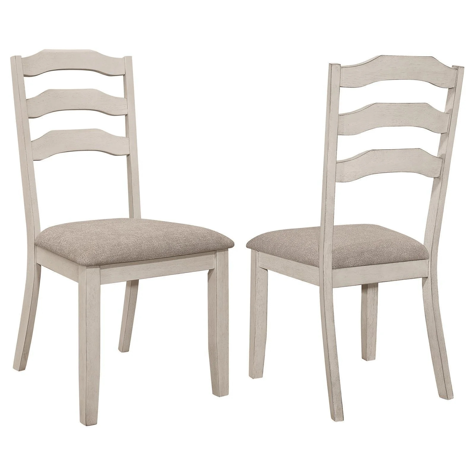 Ronnie Ladder Back Padded Seat Dining Side Chair Khaki Rustic Cream (Set of 2) - Image 1