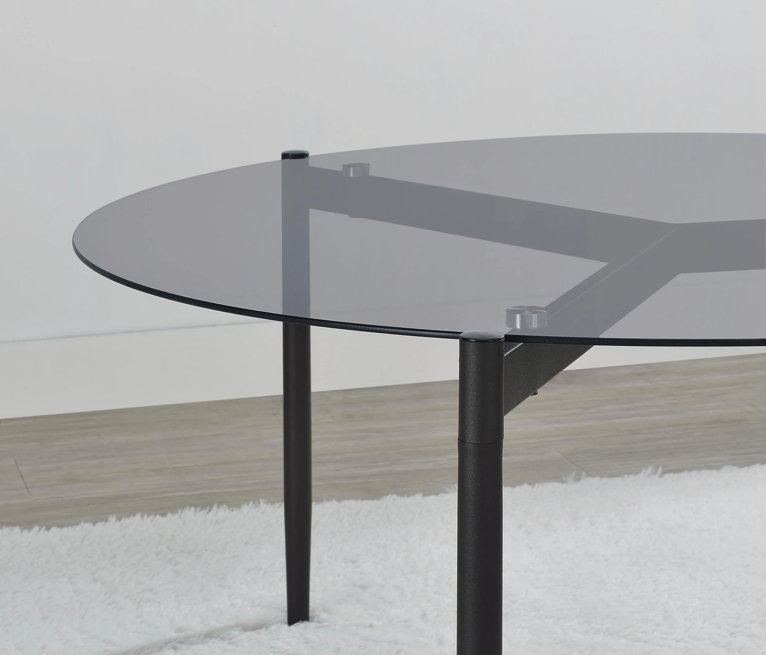 Rosalie Round Smoked Glass Top Coffee Table Sandy Black - Image 2
