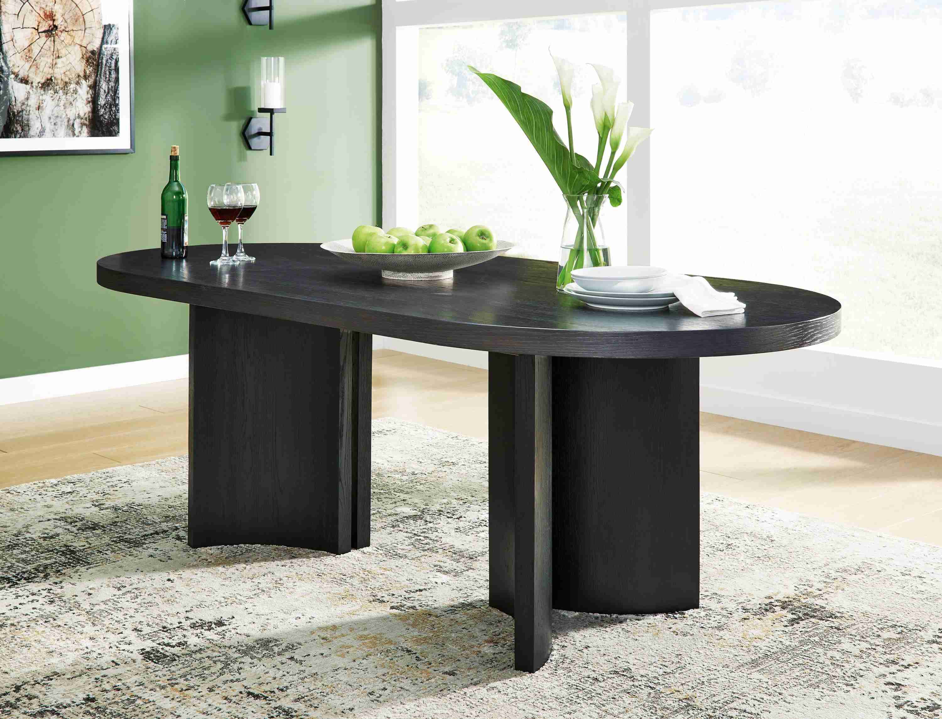 Rowanbeck Black Dining Table and 6 Chairs - Image 3