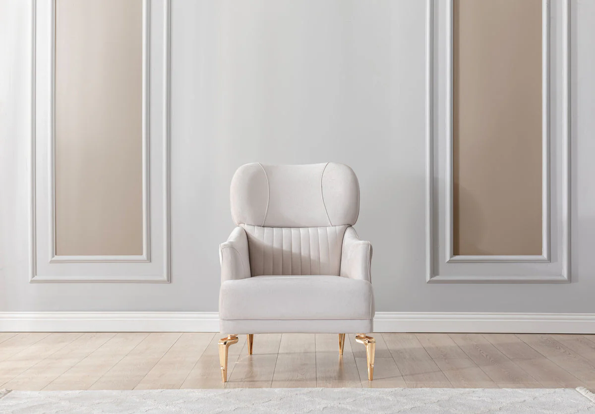 Linda Ivory Velvet Chair - Image 1