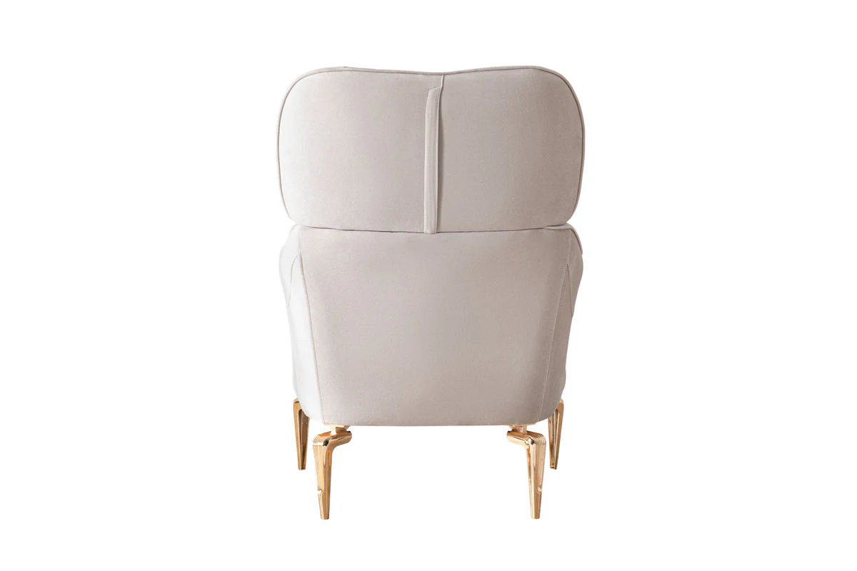Linda Ivory Velvet Chair - Image 3