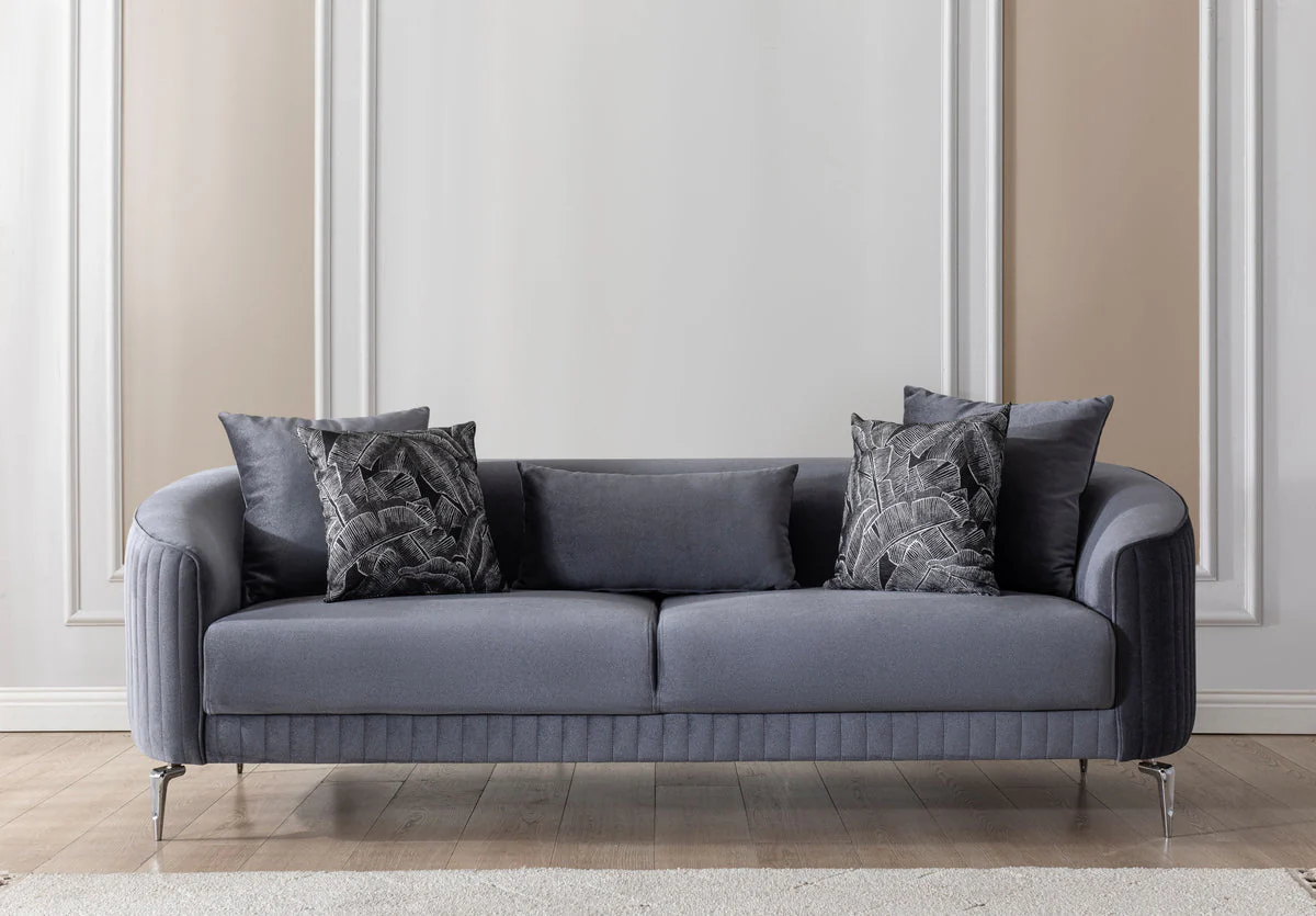 Linda Gray Velvet Sofa 91" & Loveseat 71" - Image 3