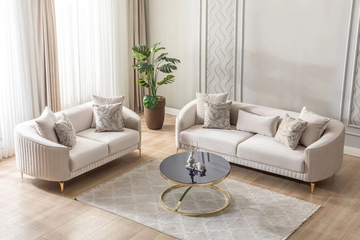Linda Ivory Velvet Sofa 91" & Loveseat 71" - Image 2