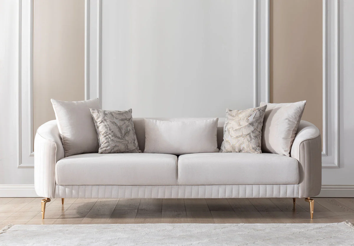 Linda Ivory Velvet Sofa 91" & Loveseat 71" - Image 3