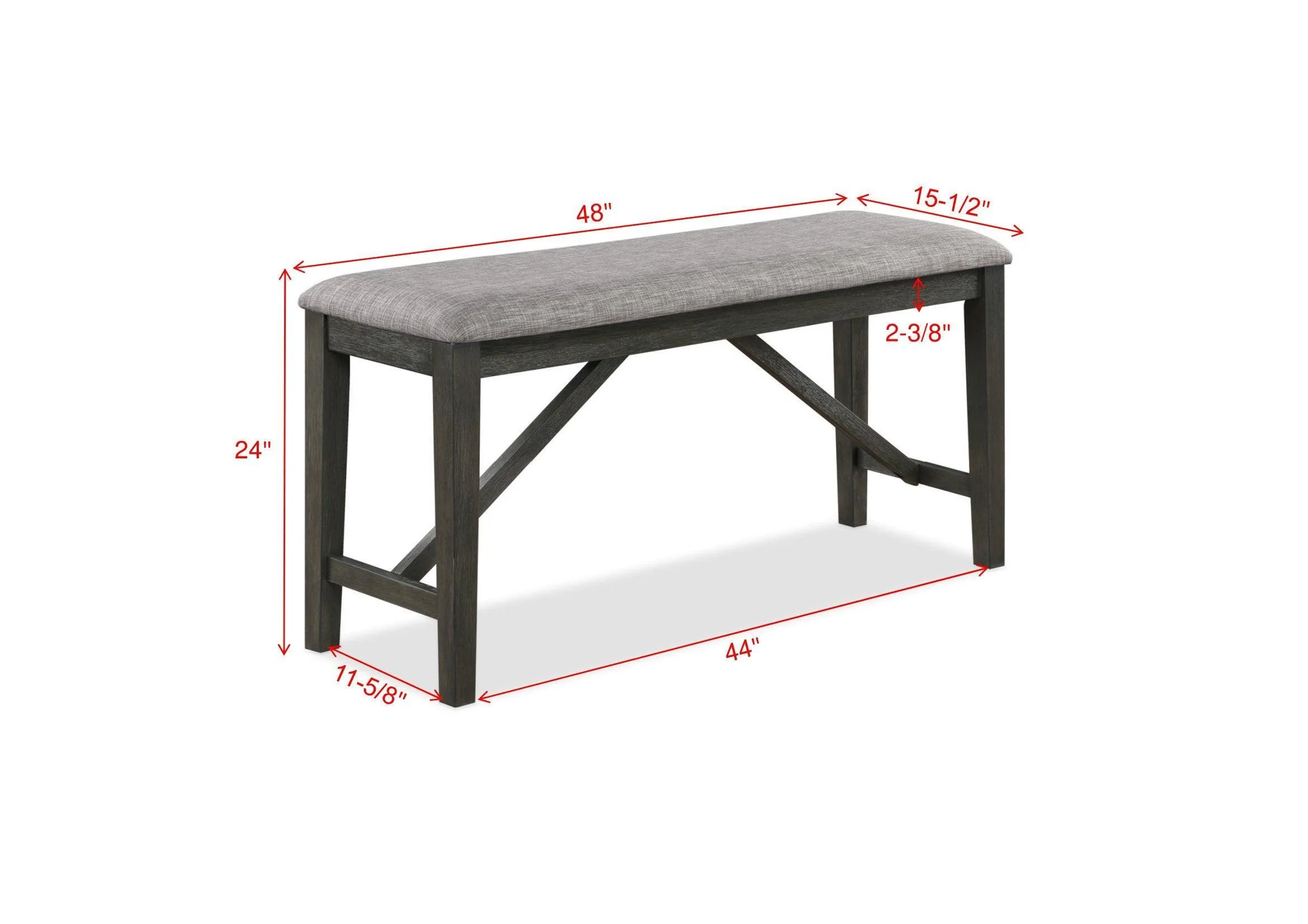Rufus Gray Fabric Rectangular Counter Height Set - Image 3