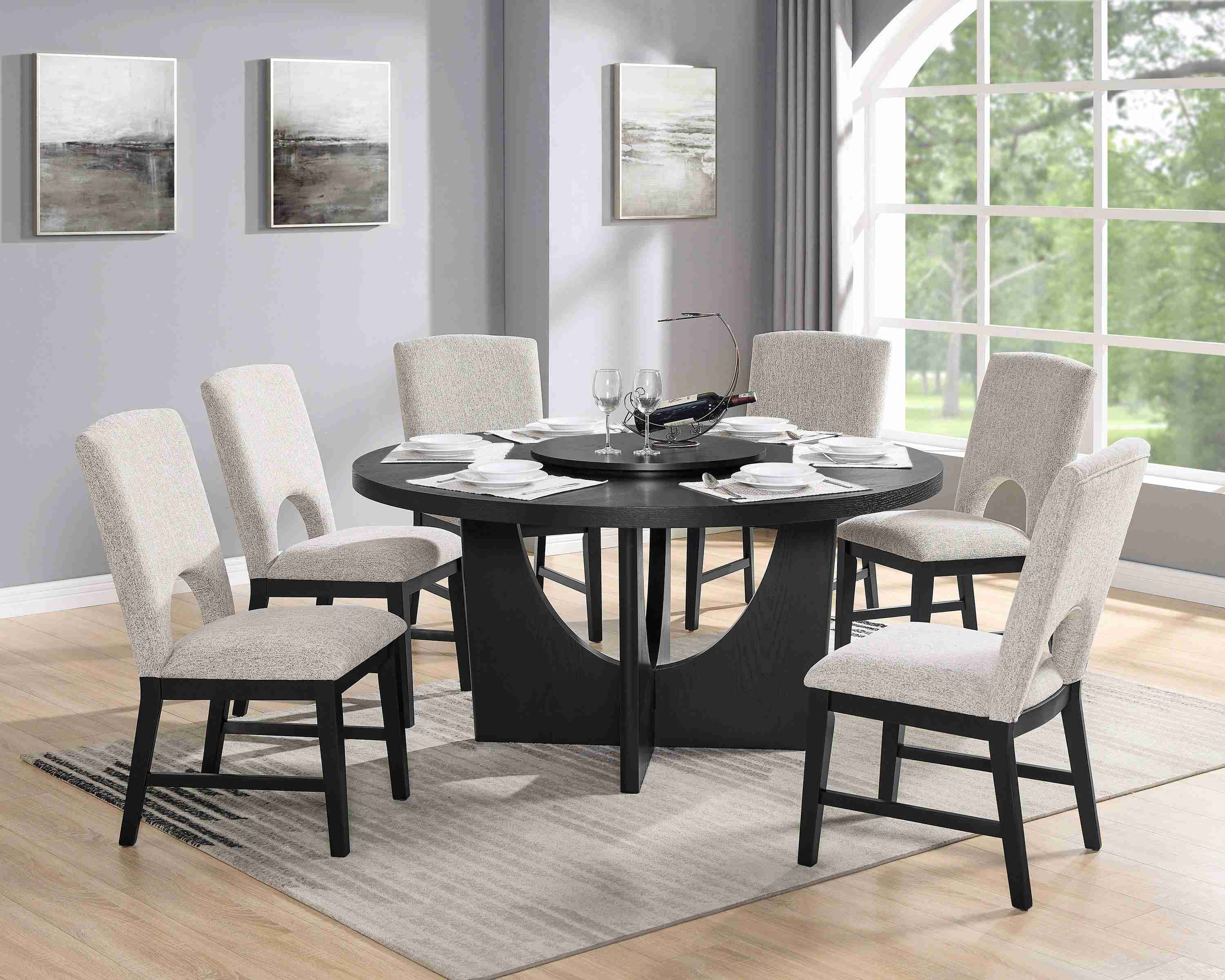 Rupert Black Polyester Round Dining Room Set - Image 2