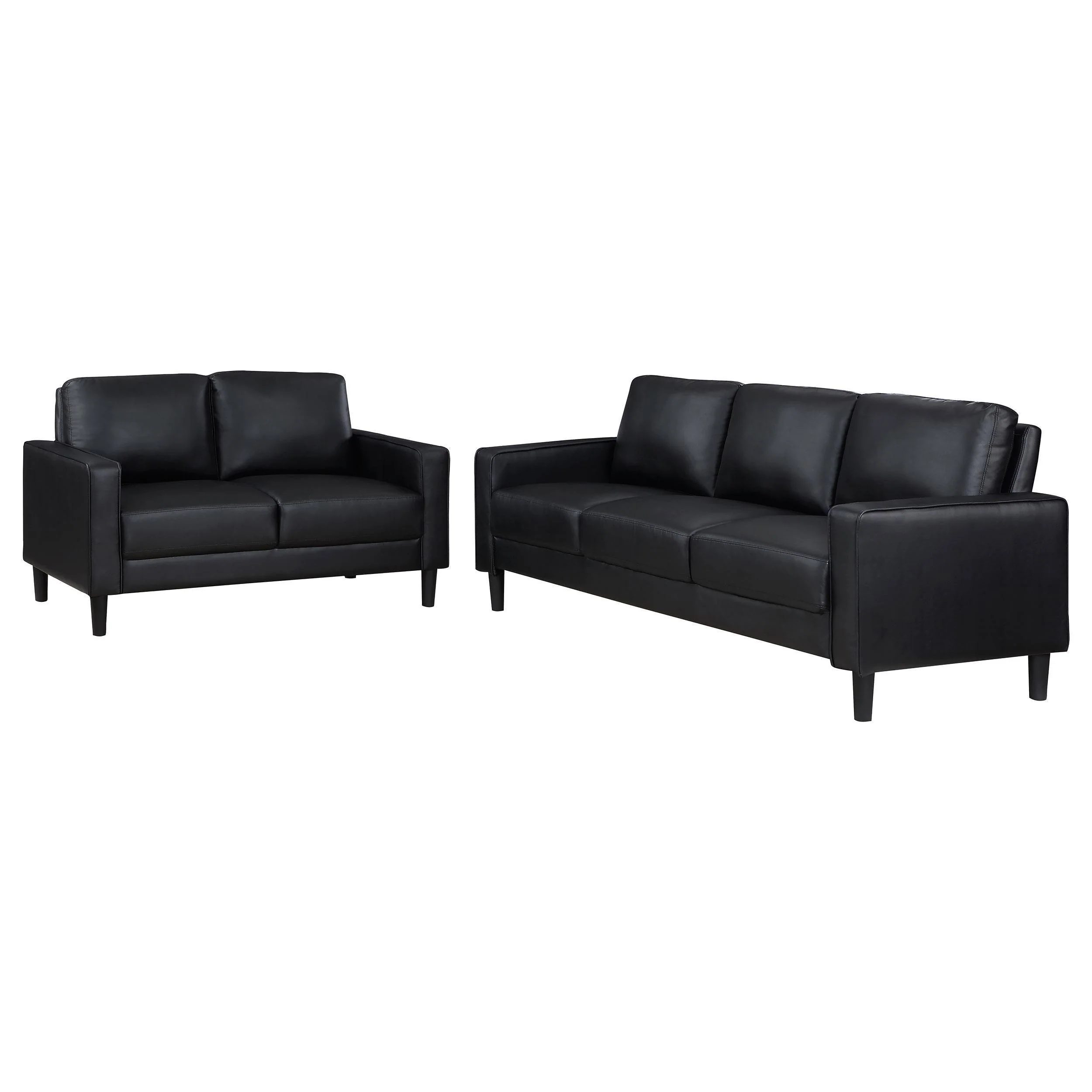 Ruth 2-Piece Upholstered Track Arm Sofa Set Black - Image 2