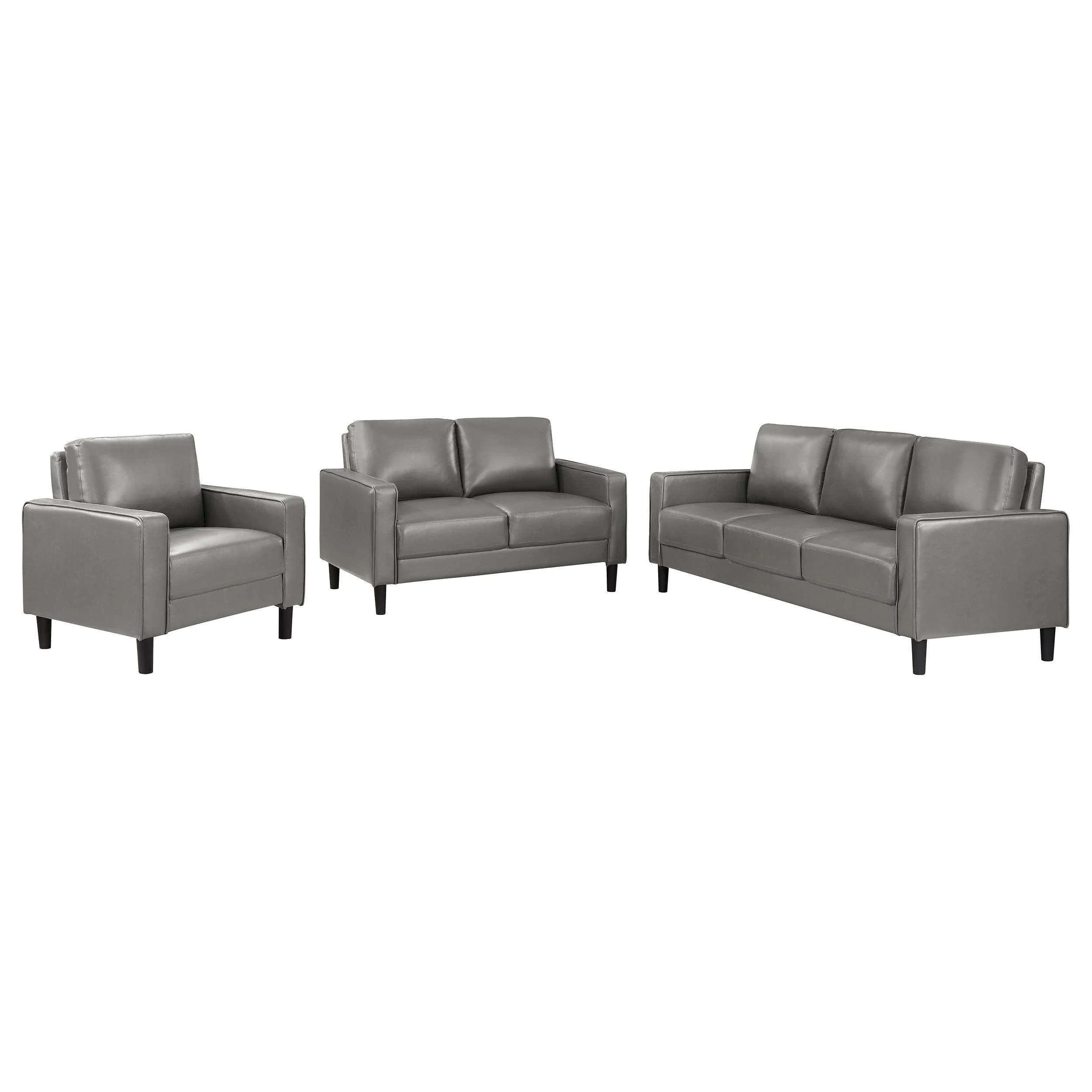 Ruth 3-Piece Upholstered Track Arm Sofa Set Grey - Image 2