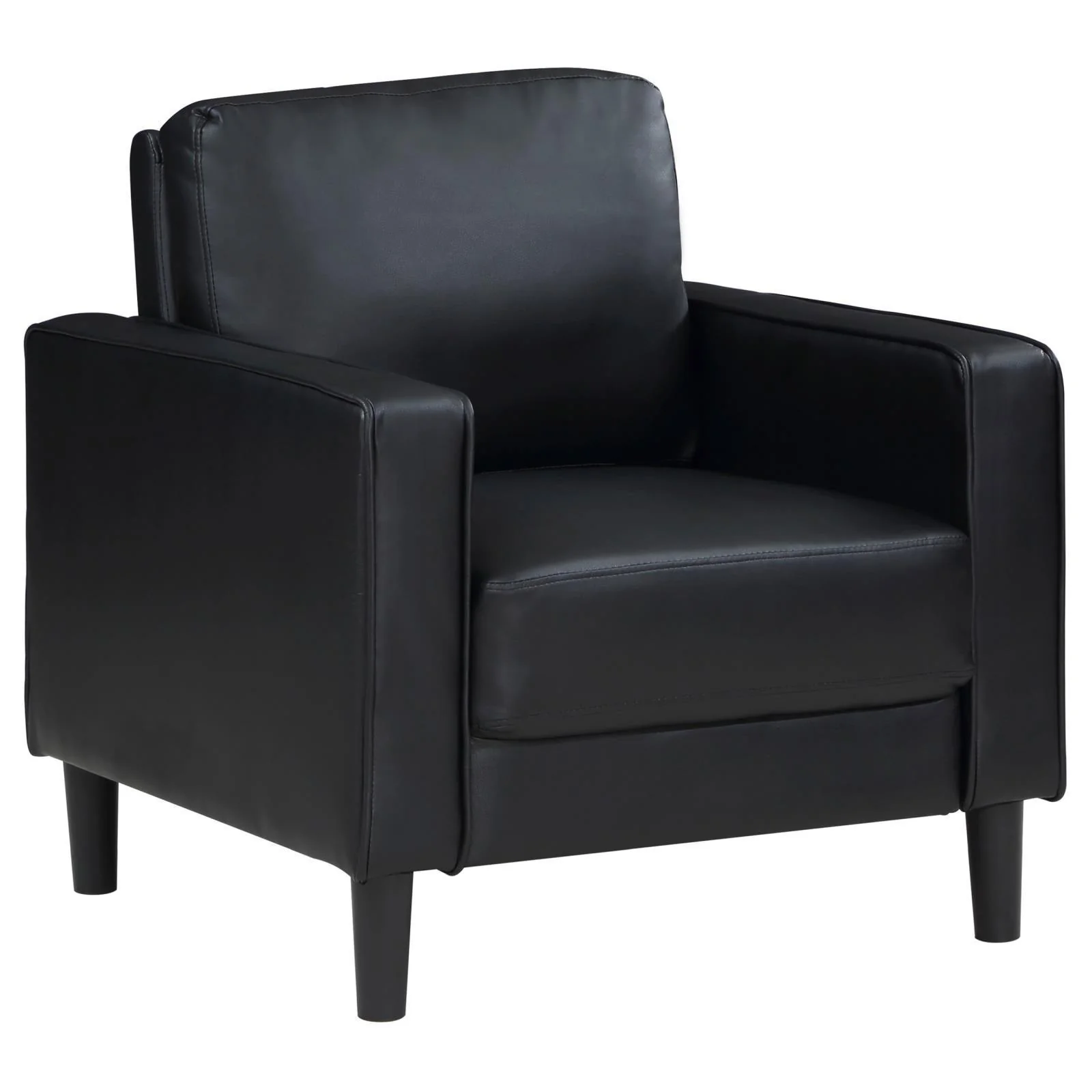 Ruth Upholstered Track Arm Faux Leather Accent Chair Black - Image 1