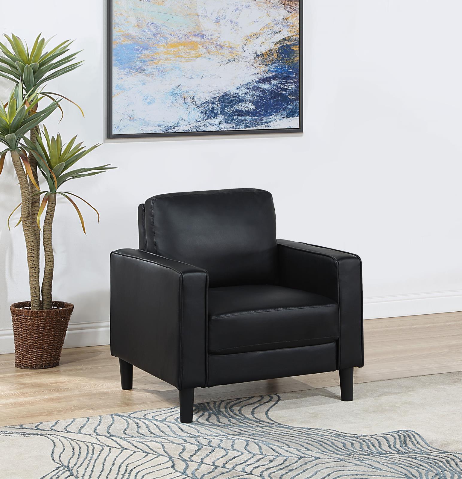 Ruth Upholstered Track Arm Faux Leather Accent Chair Black - Image 2