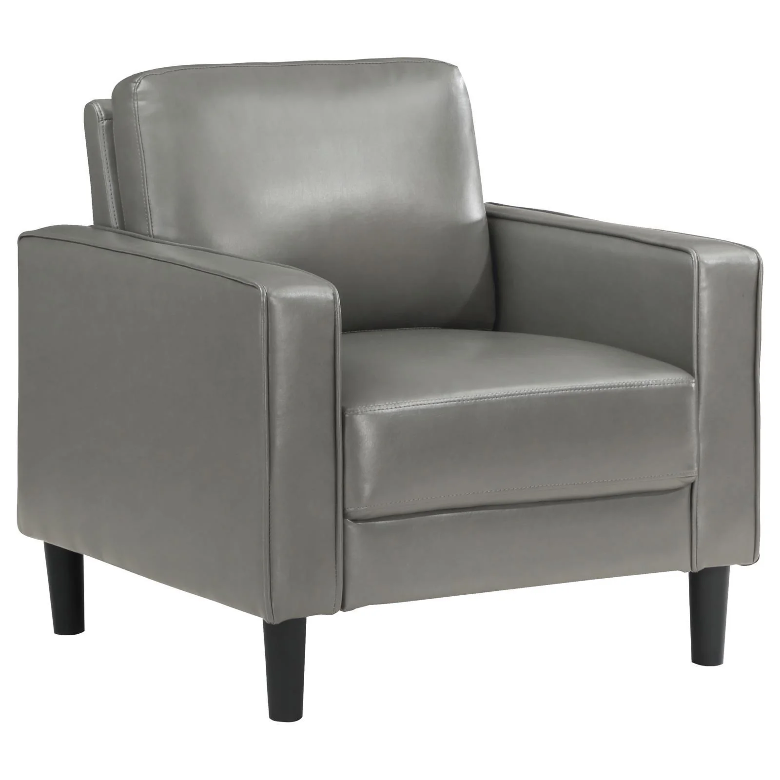 Ruth Upholstered Track Arm Faux Leather Accent Chair Grey - Image 2