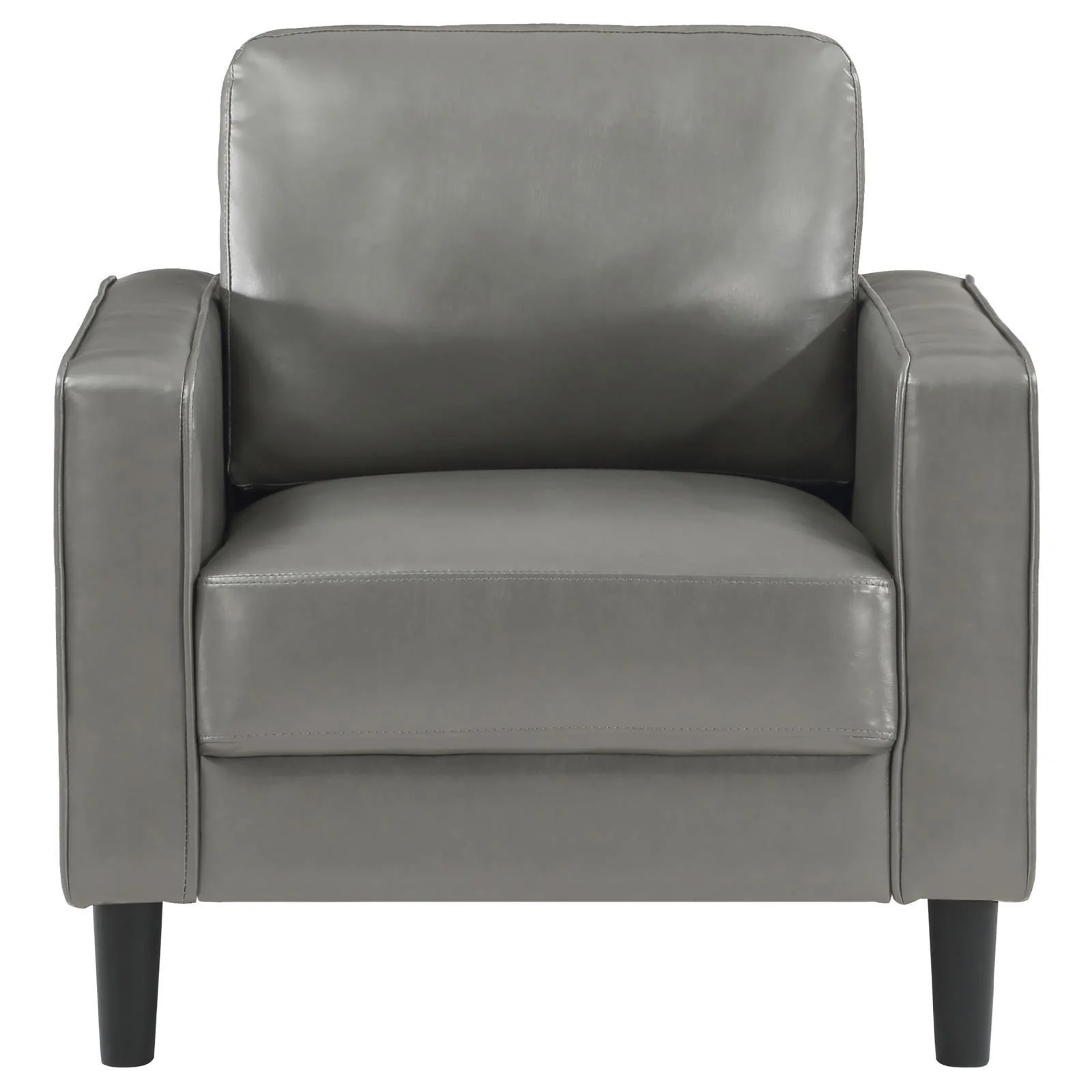 Ruth Upholstered Track Arm Faux Leather Accent Chair Grey - Image 3